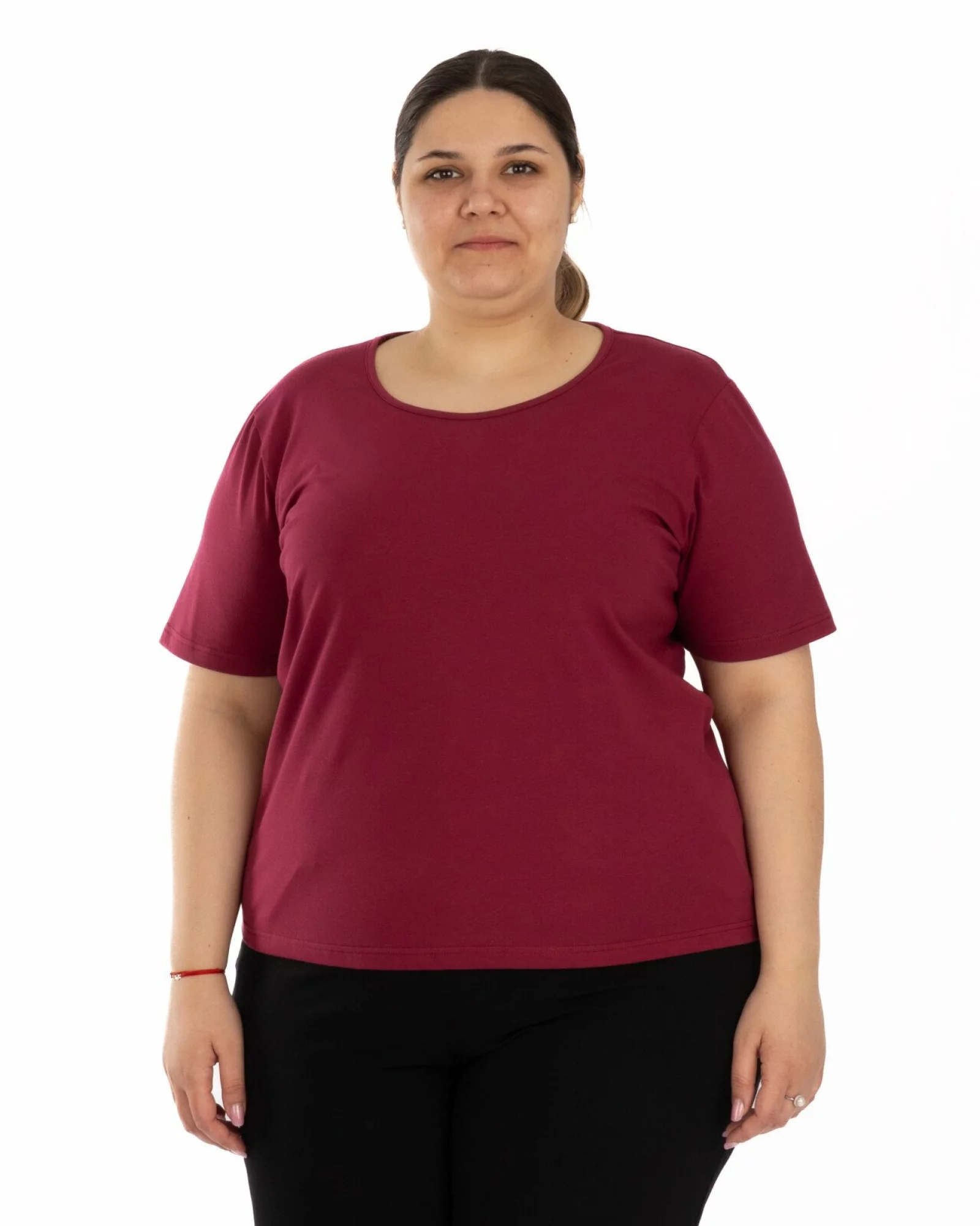 Tricou marimi mari bordo din bumbac elastan