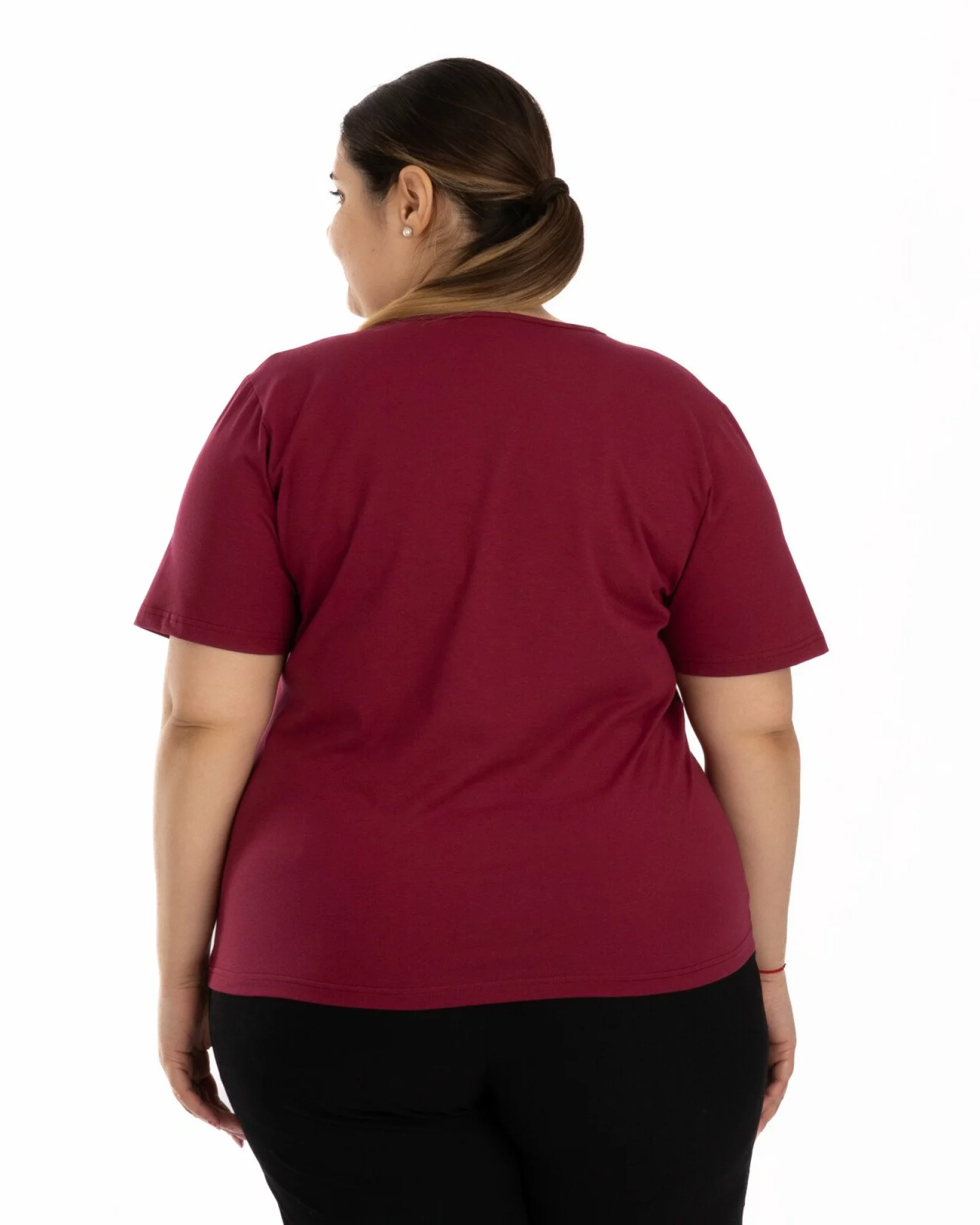 Tricou marimi mari bordo din bumbac elastan