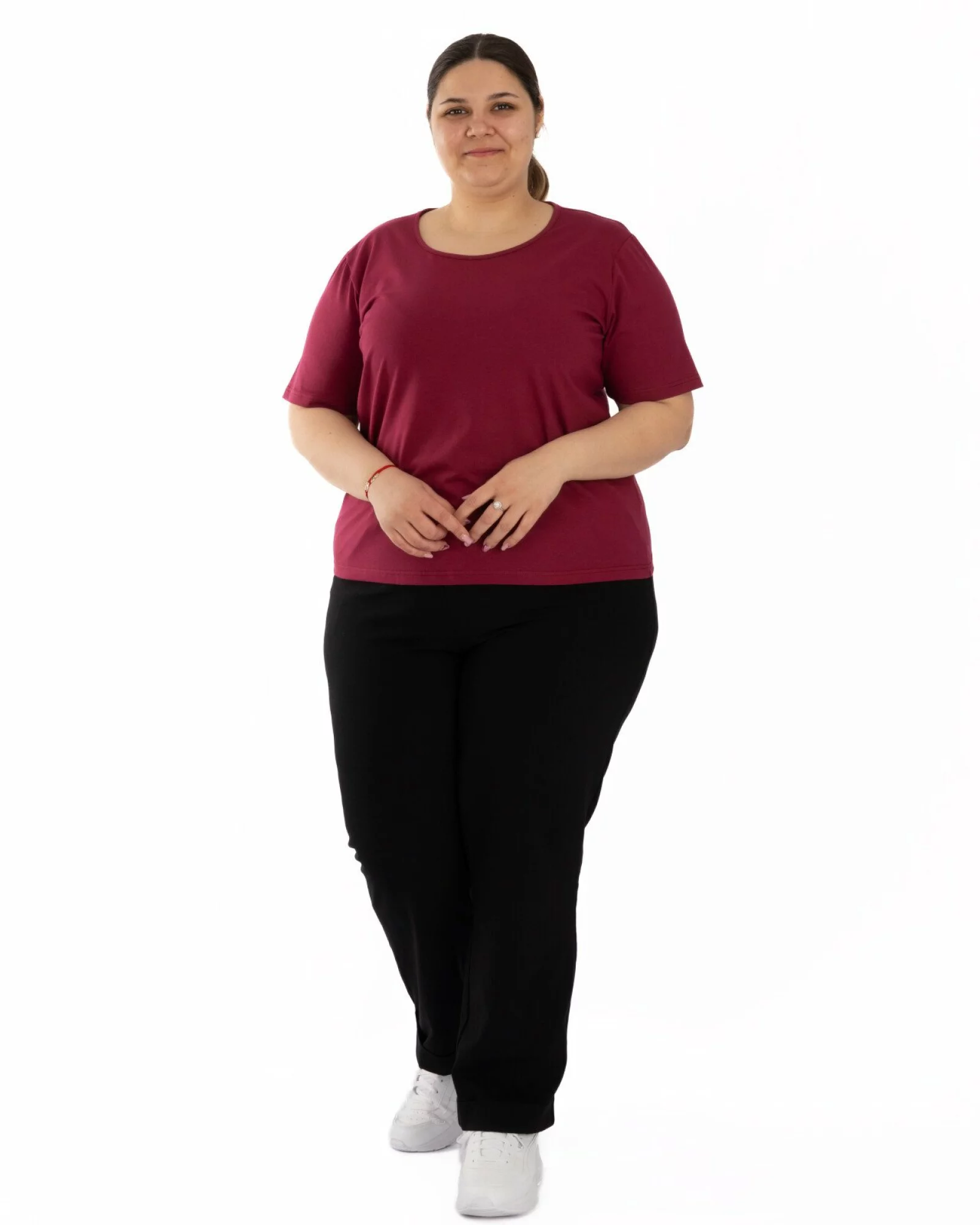 Tricou marimi mari bordo din bumbac elastan