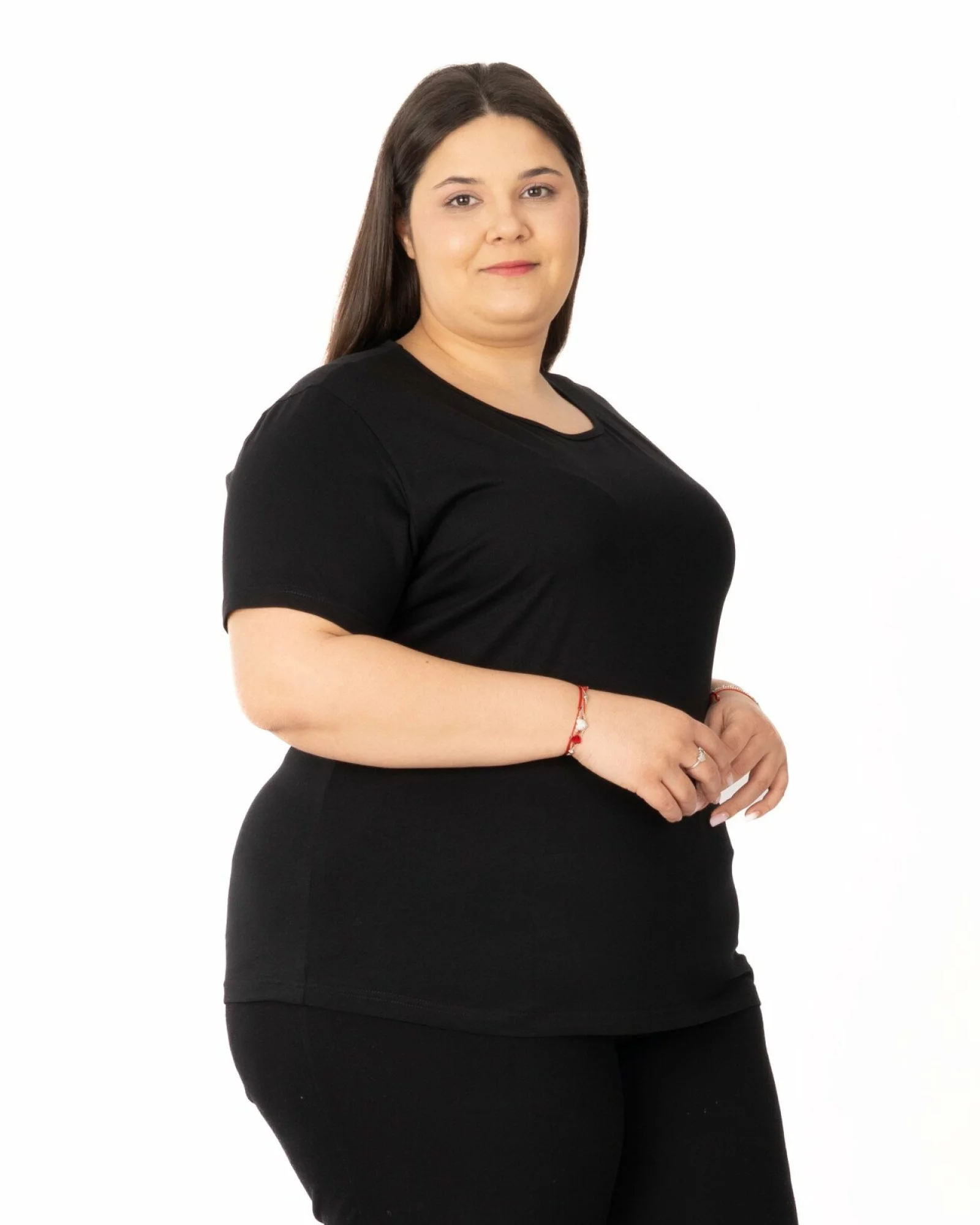 Tricou mărimi mari negru din bumbac