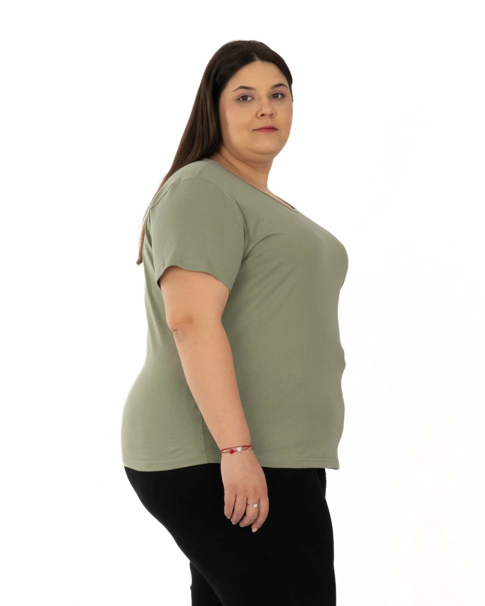Tricou mărimi mari oliv din bumbac