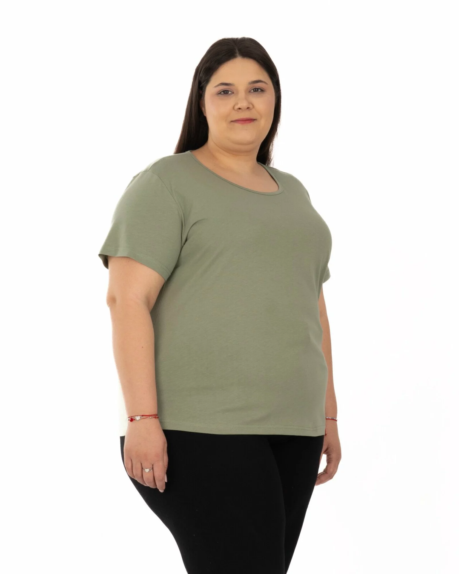 Tricou mărimi mari oliv din bumbac