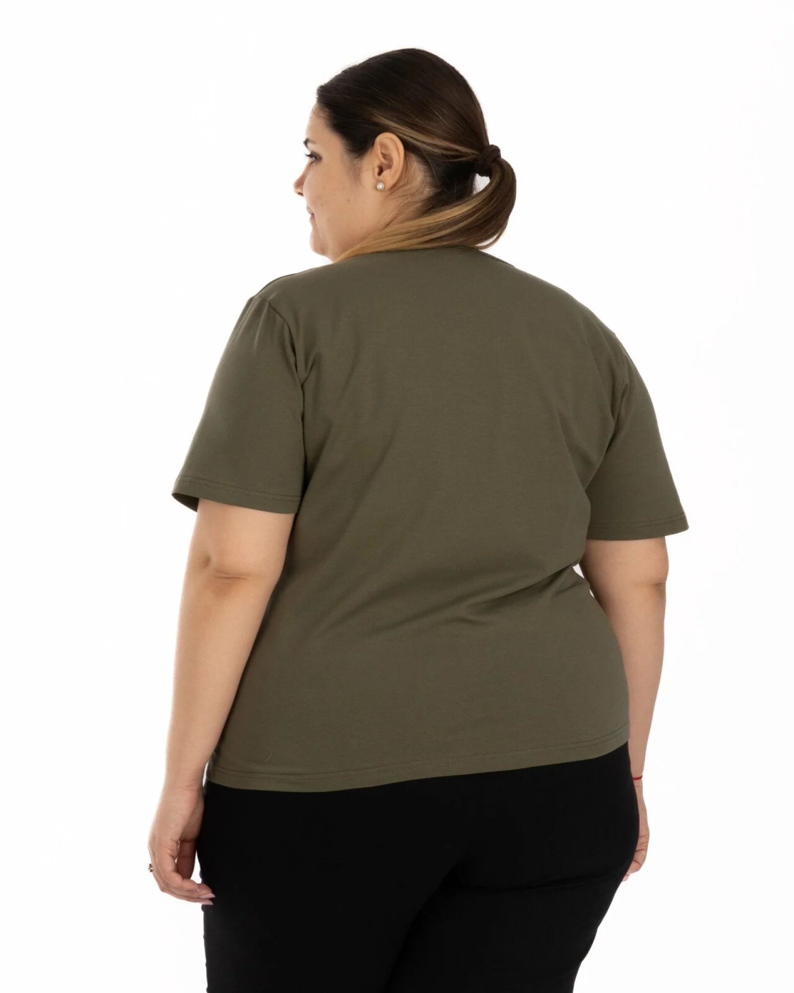 Tricou marimi mari oliv din bumbac elastan