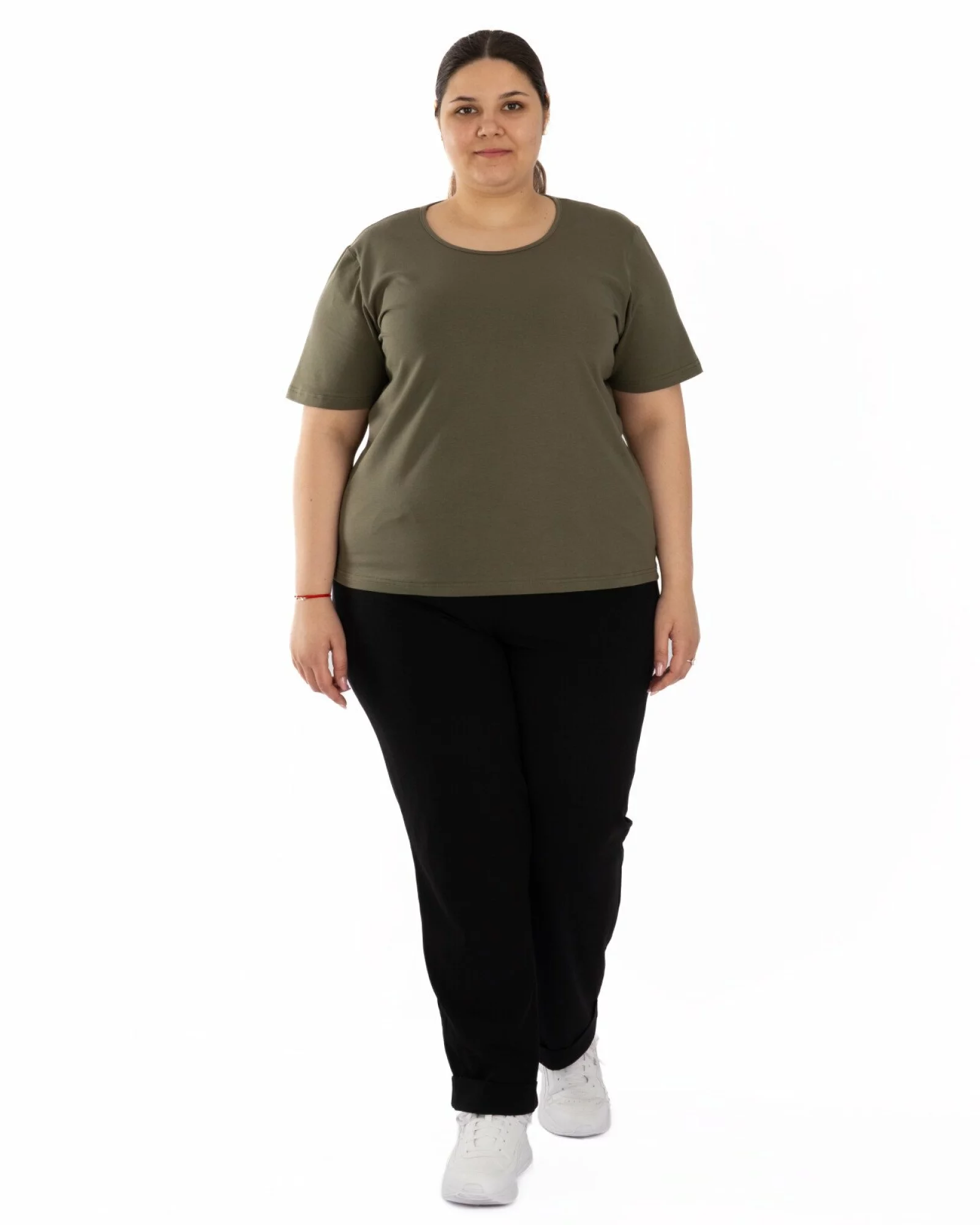 Tricou marimi mari oliv din bumbac elastan