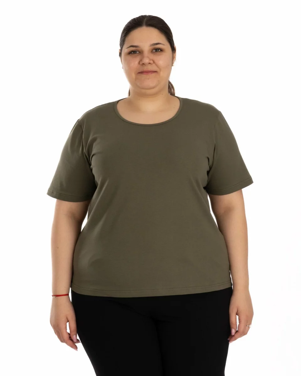 Tricou marimi mari oliv din bumbac elastan