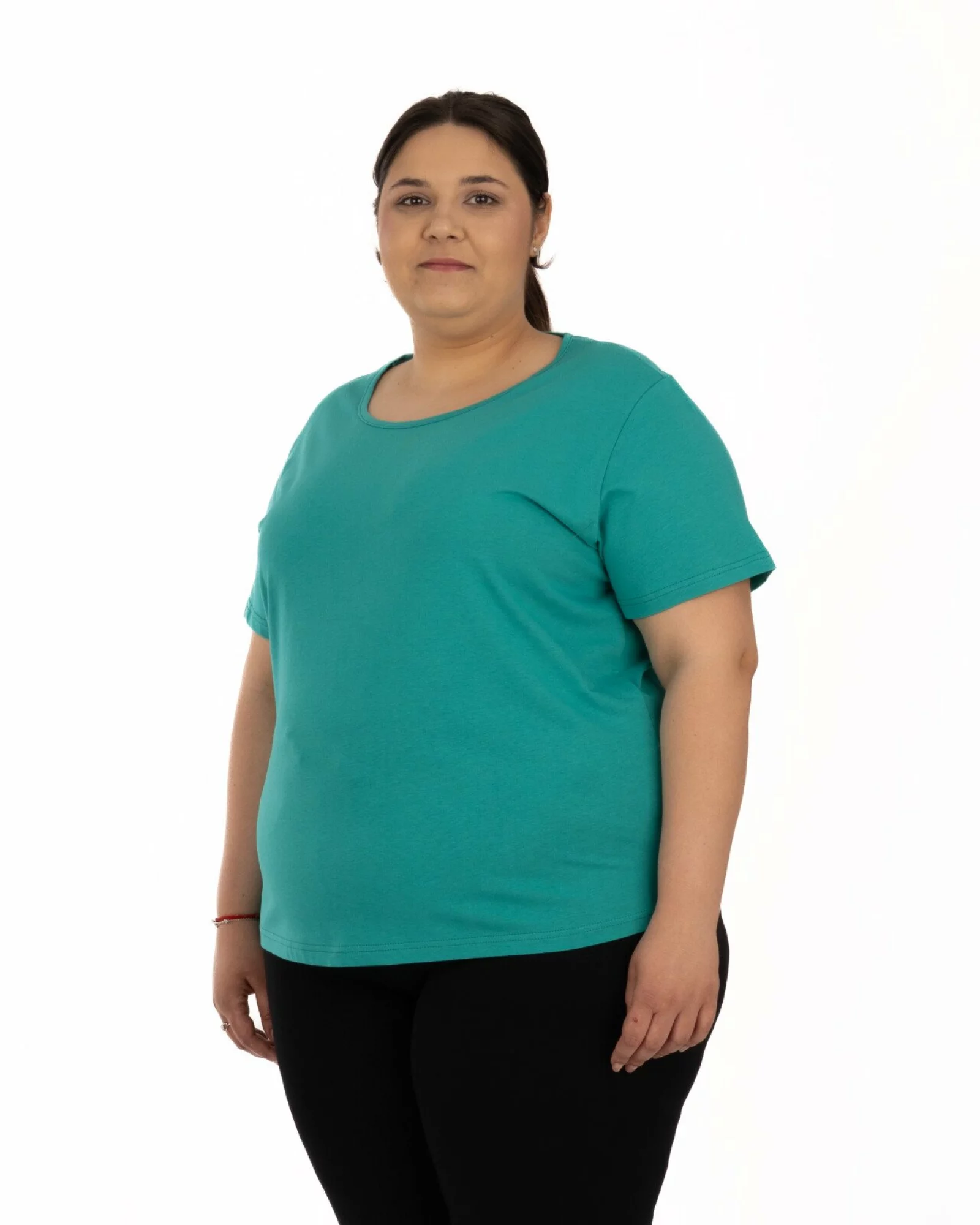 Tricou mărimi mari turcoaz din bumbac