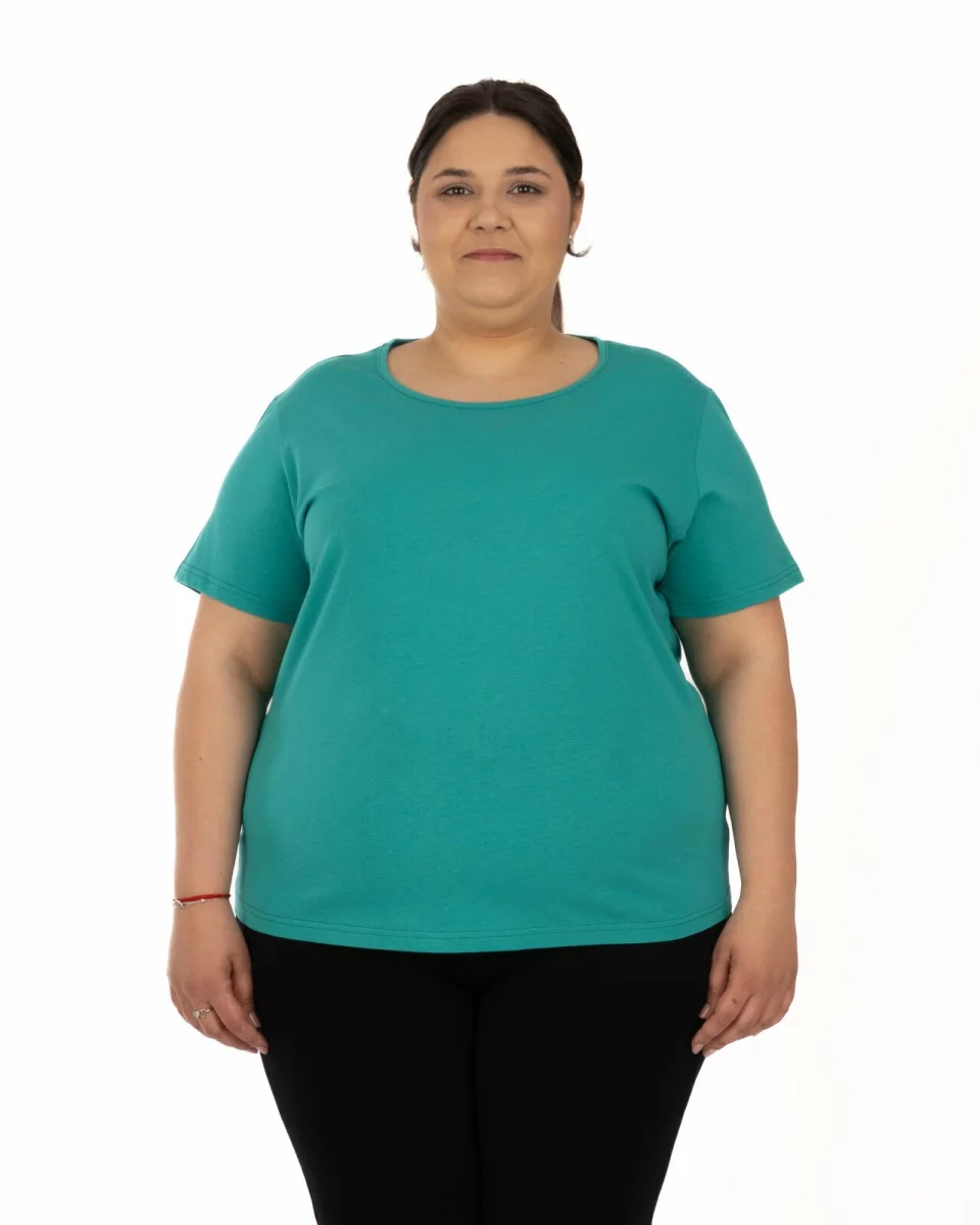 Tricou mărimi mari turcoaz din bumbac