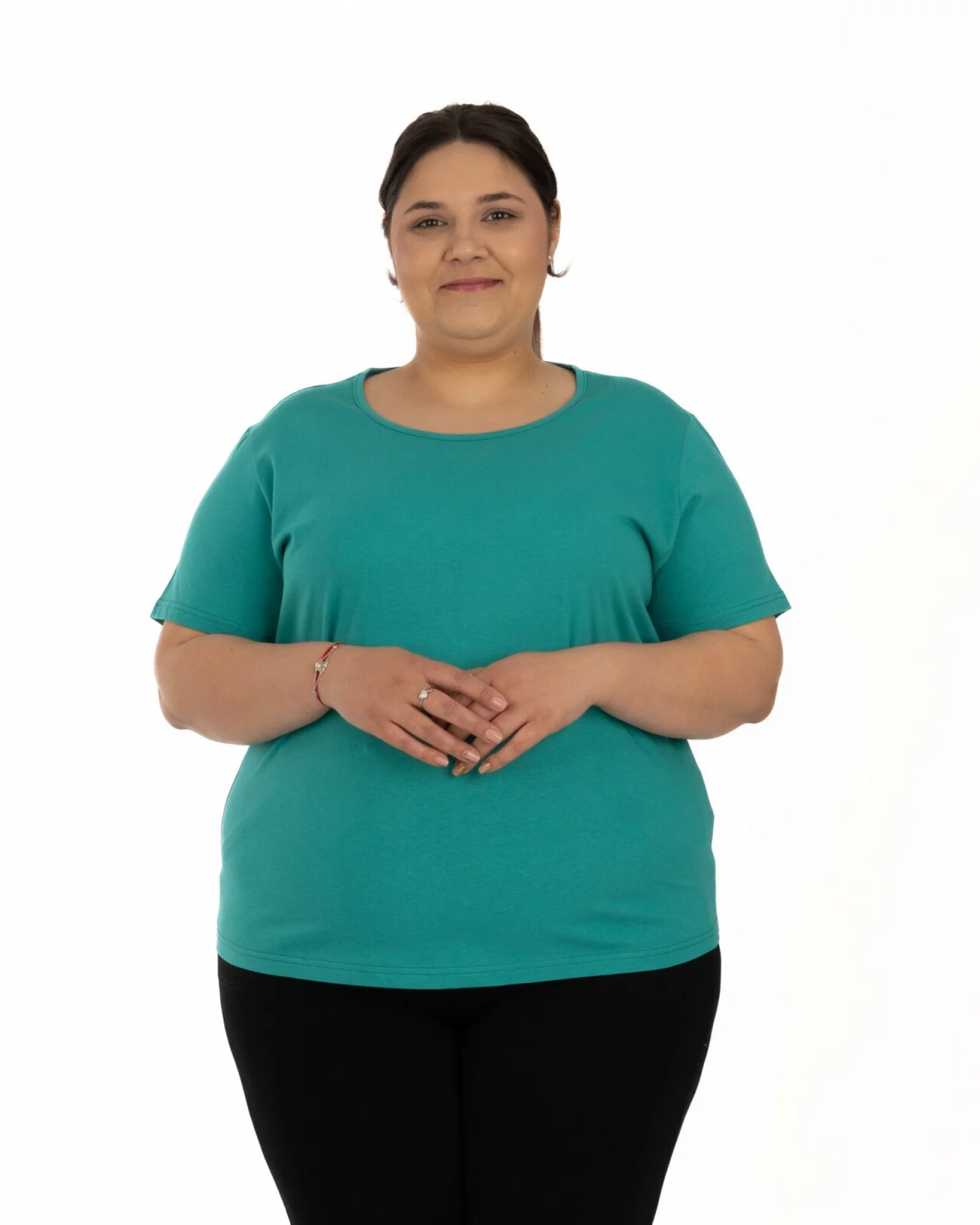 Tricou mărimi mari turcoaz din bumbac