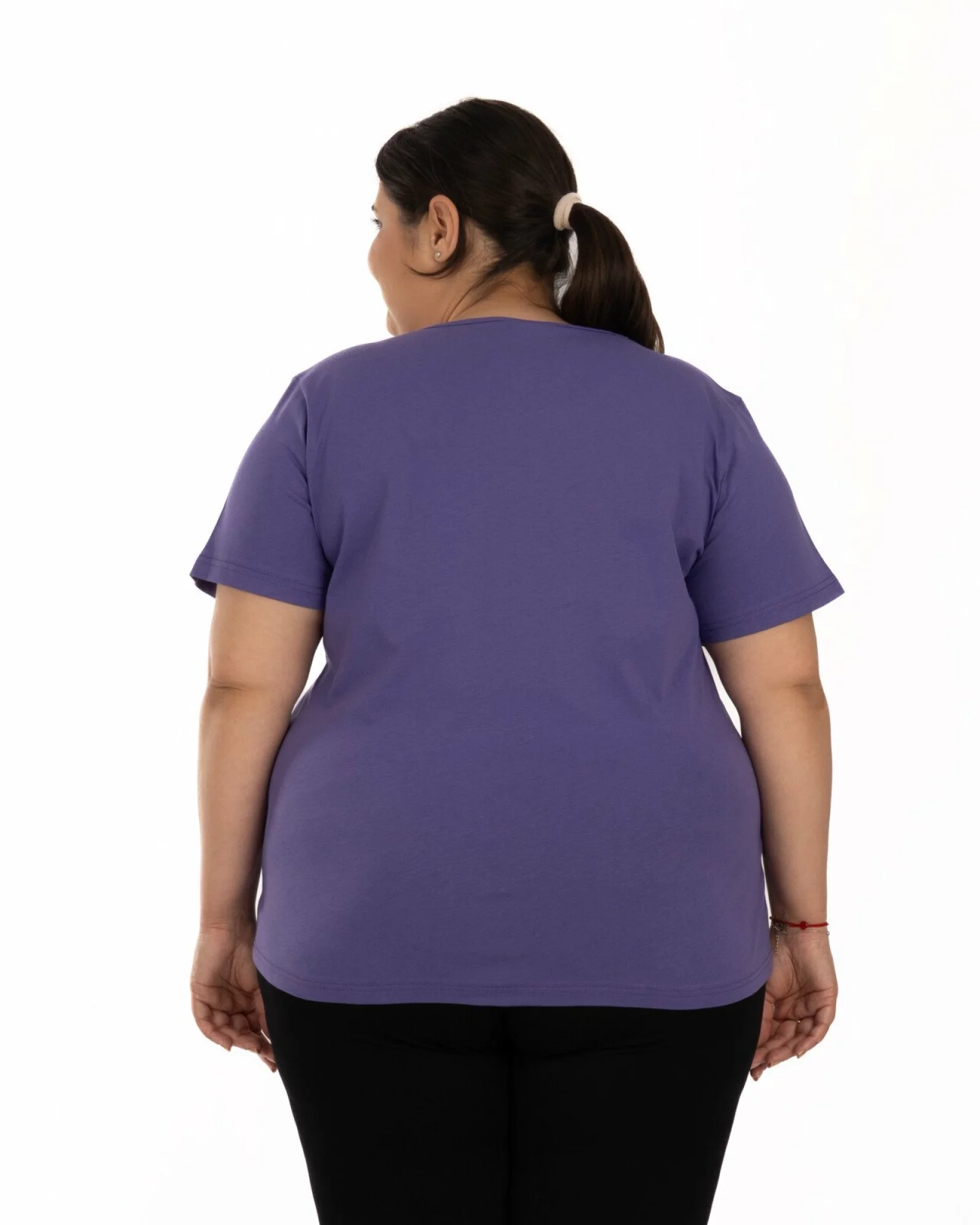 Tricou mărimi mari violet din bumbac