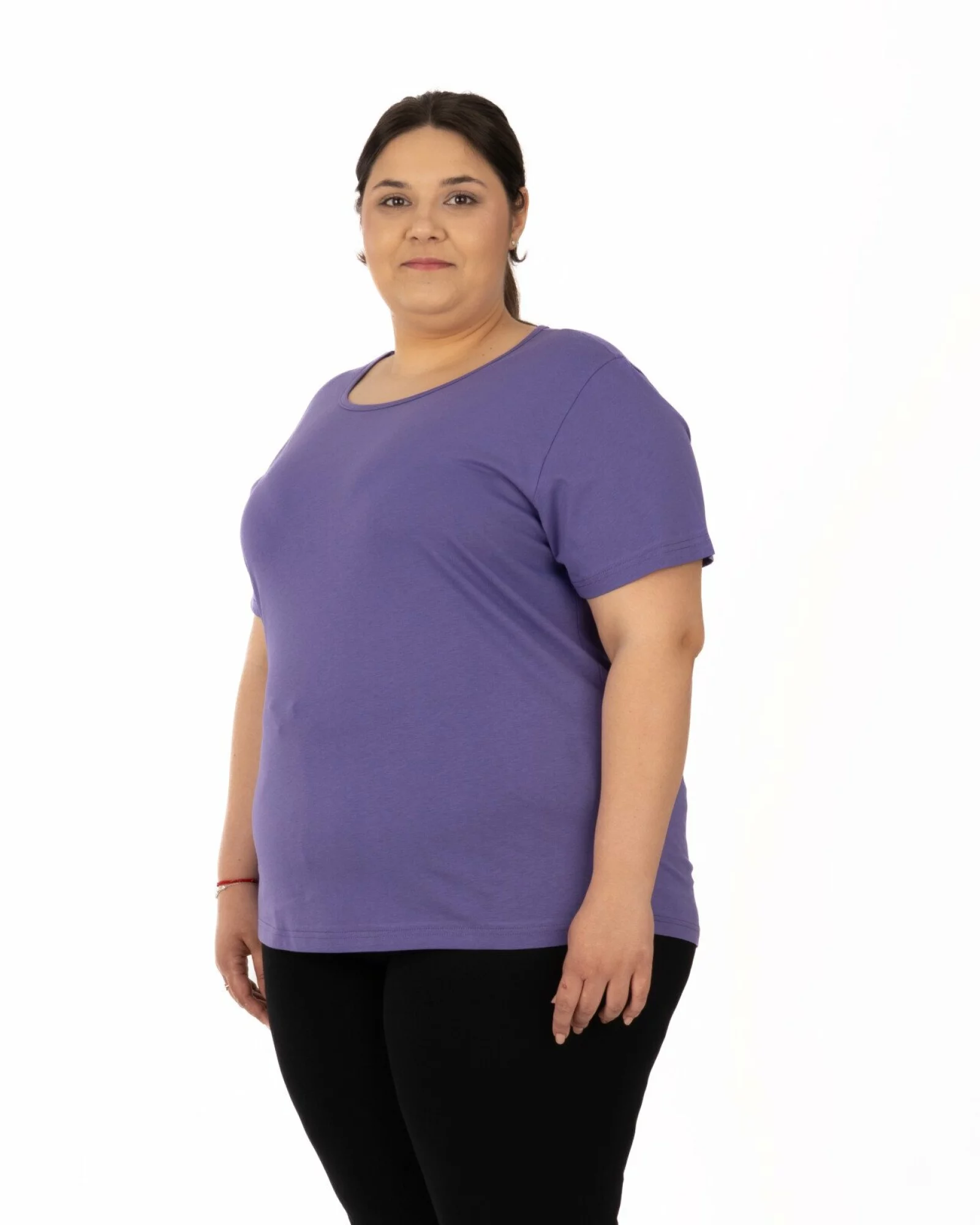 Tricou mărimi mari violet din bumbac