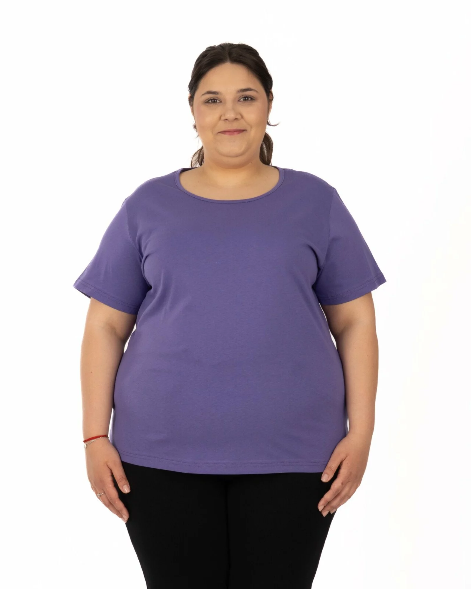 Tricou mărimi mari violet din bumbac