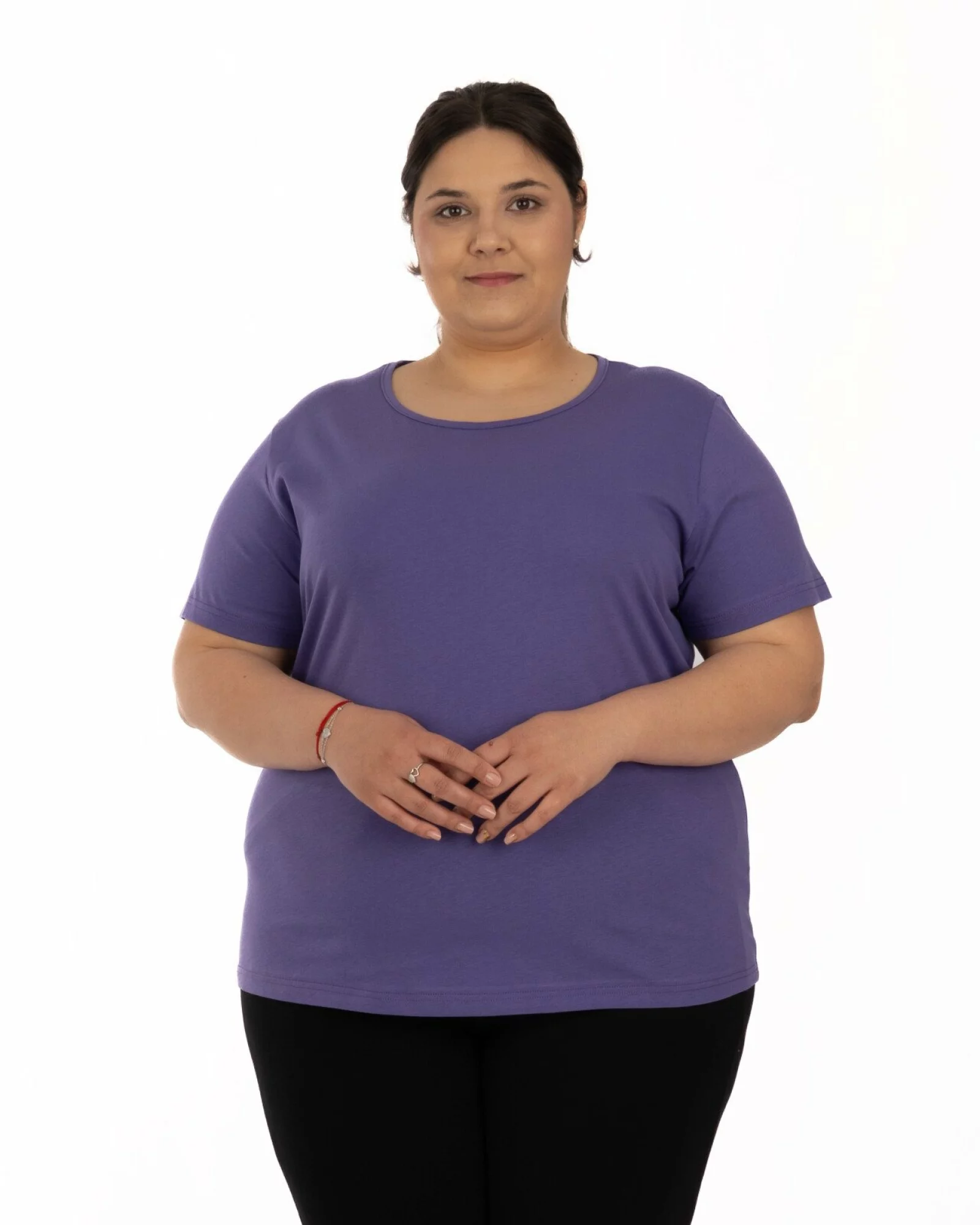 Tricou mărimi mari violet din bumbac