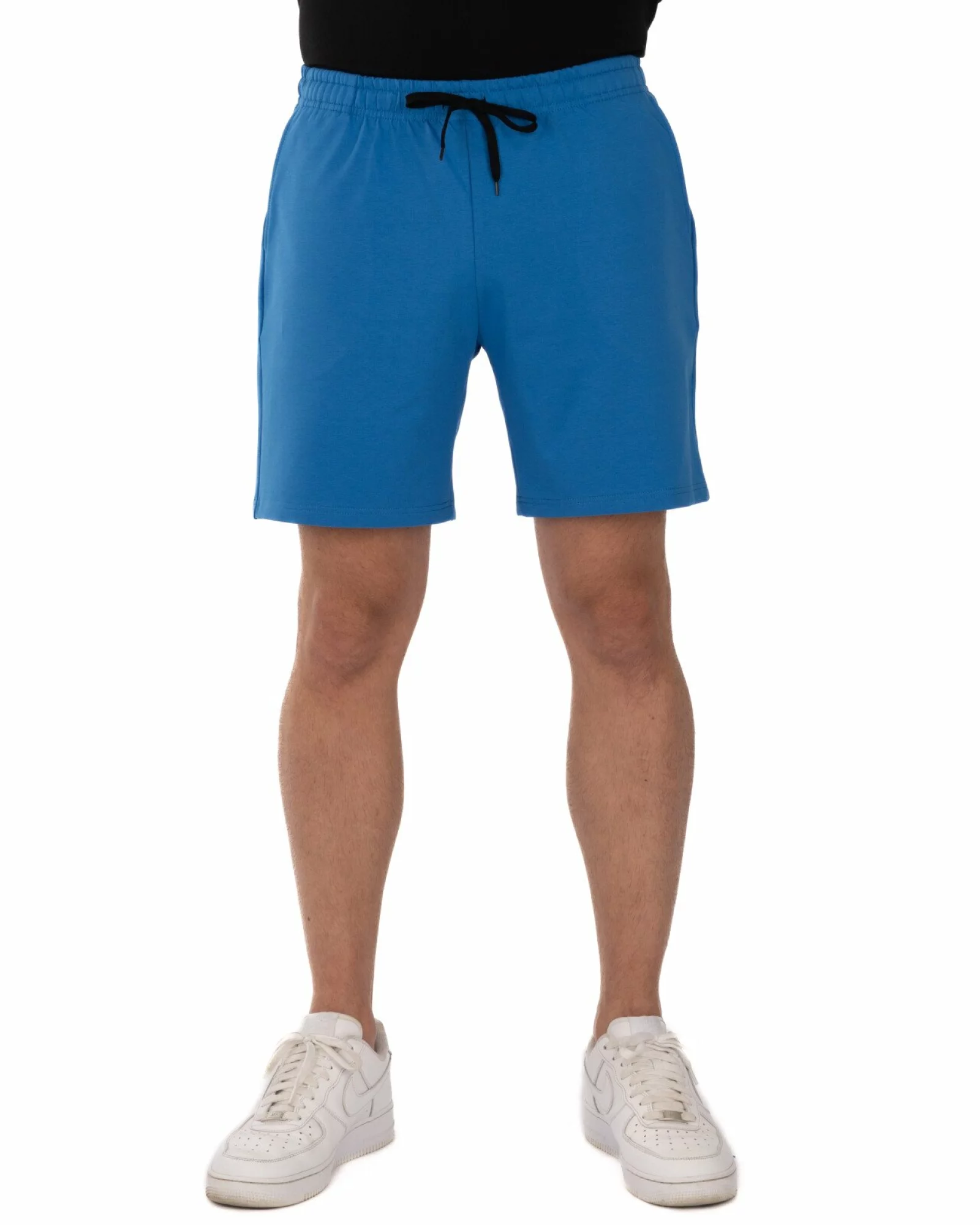 Pantaloni scurți albaștri buzunare oblice