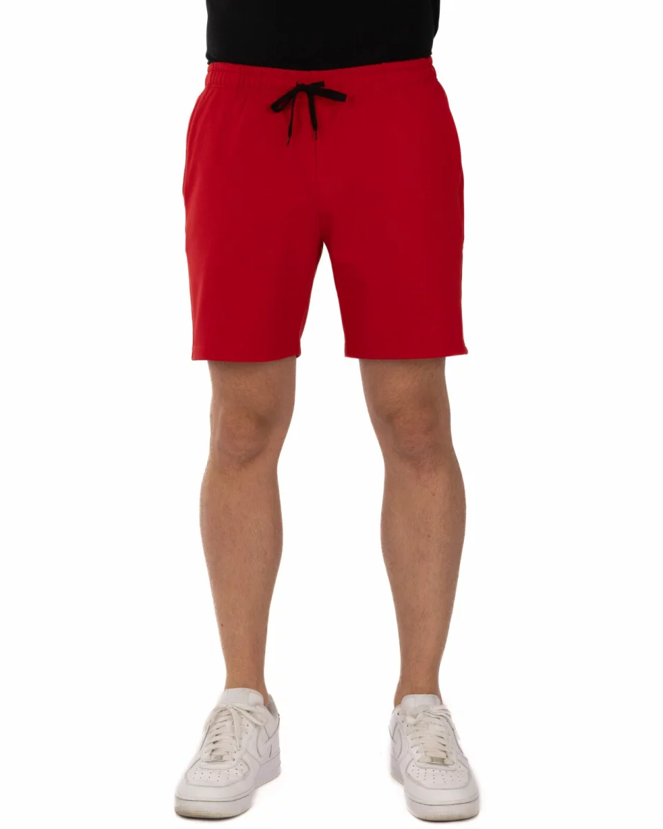 Pantaloni scurți roșii buzunare oblice