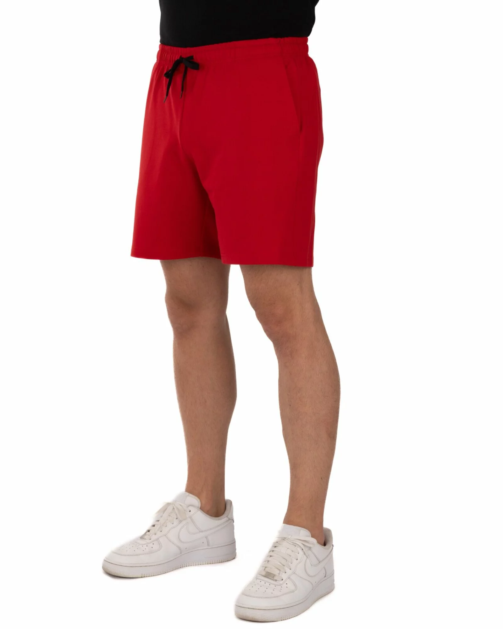 Pantaloni scurți roșii buzunare oblice