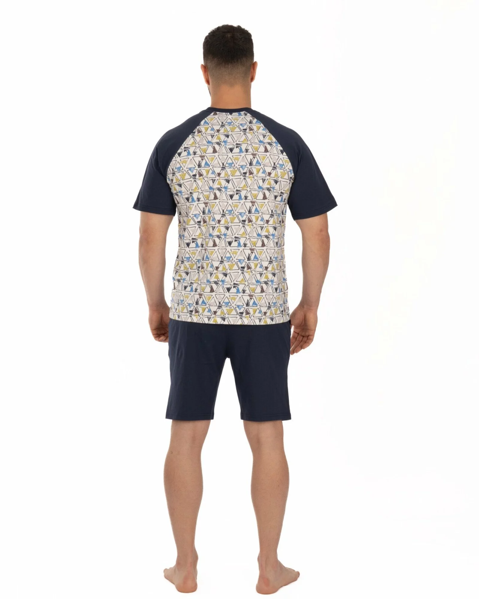 Pijama albastră din bumbac ușor, model raglan