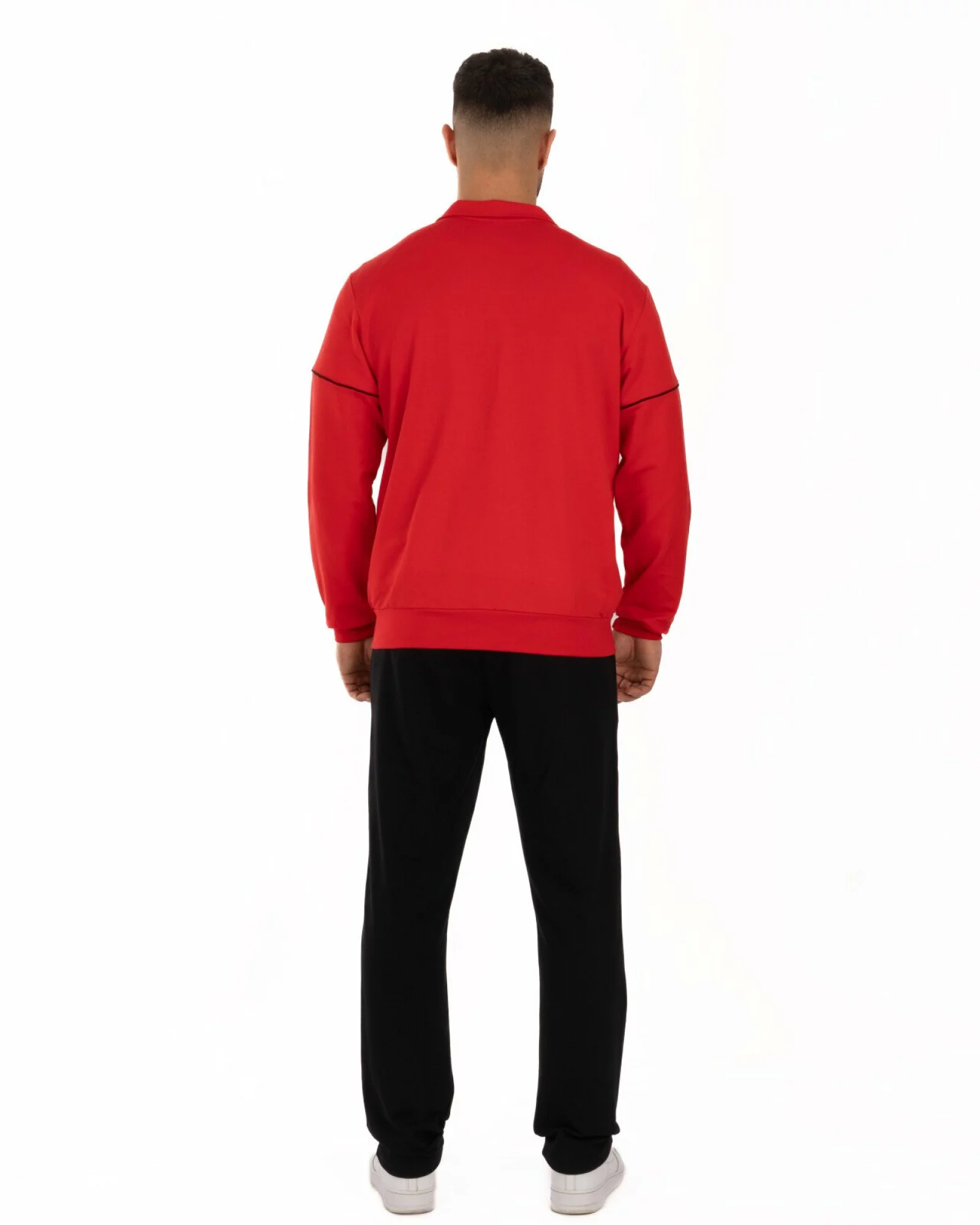 Trening roșu-negru bumbac elastan linii contrast dinamice