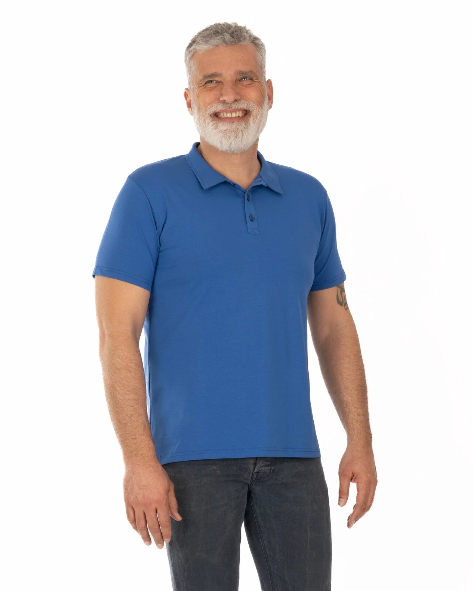 Tricou polo albastru royal bumbac elastan