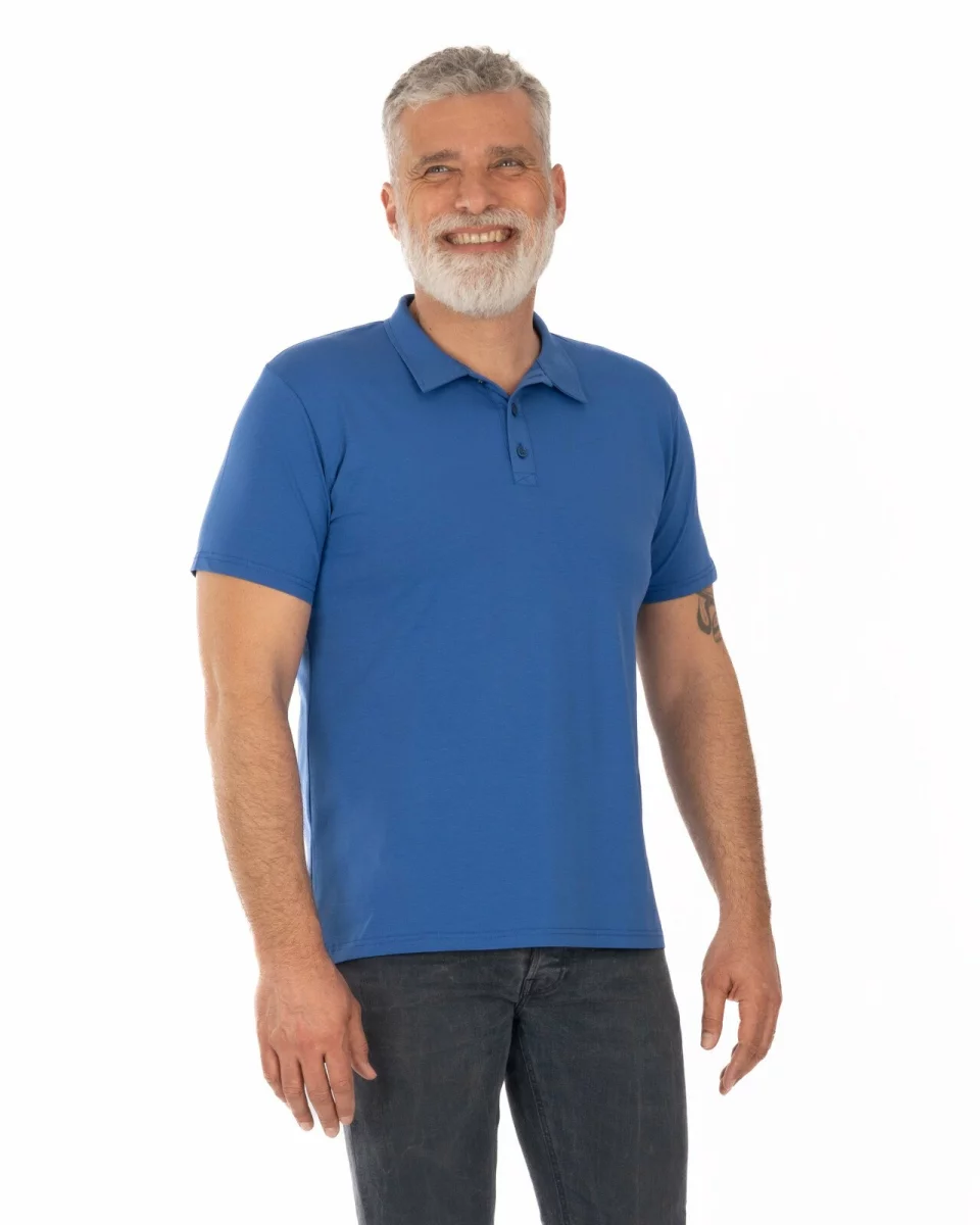 Tricou polo albastru royal bumbac elastan