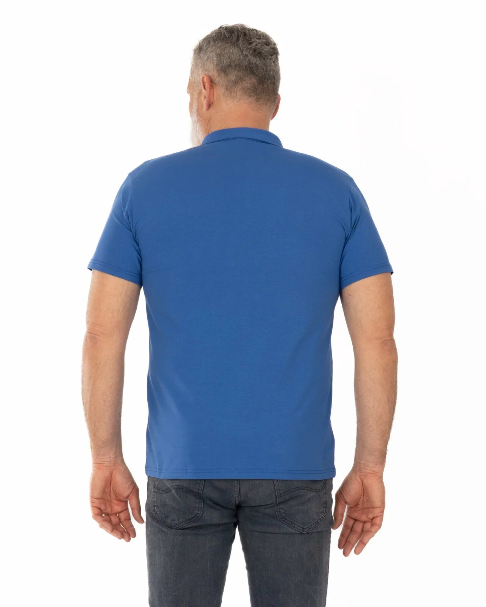 Tricou polo albastru royal bumbac elastan