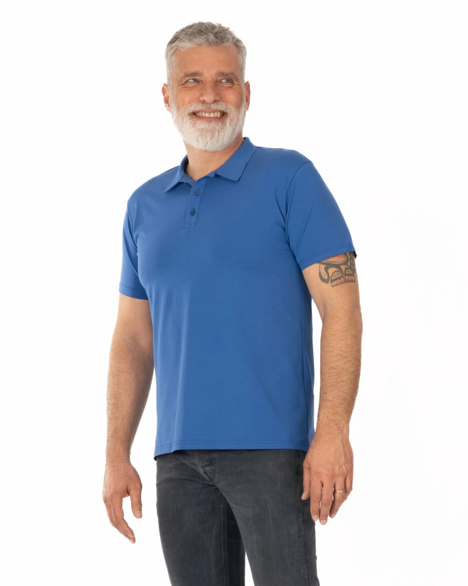 Tricou polo albastru royal bumbac elastan