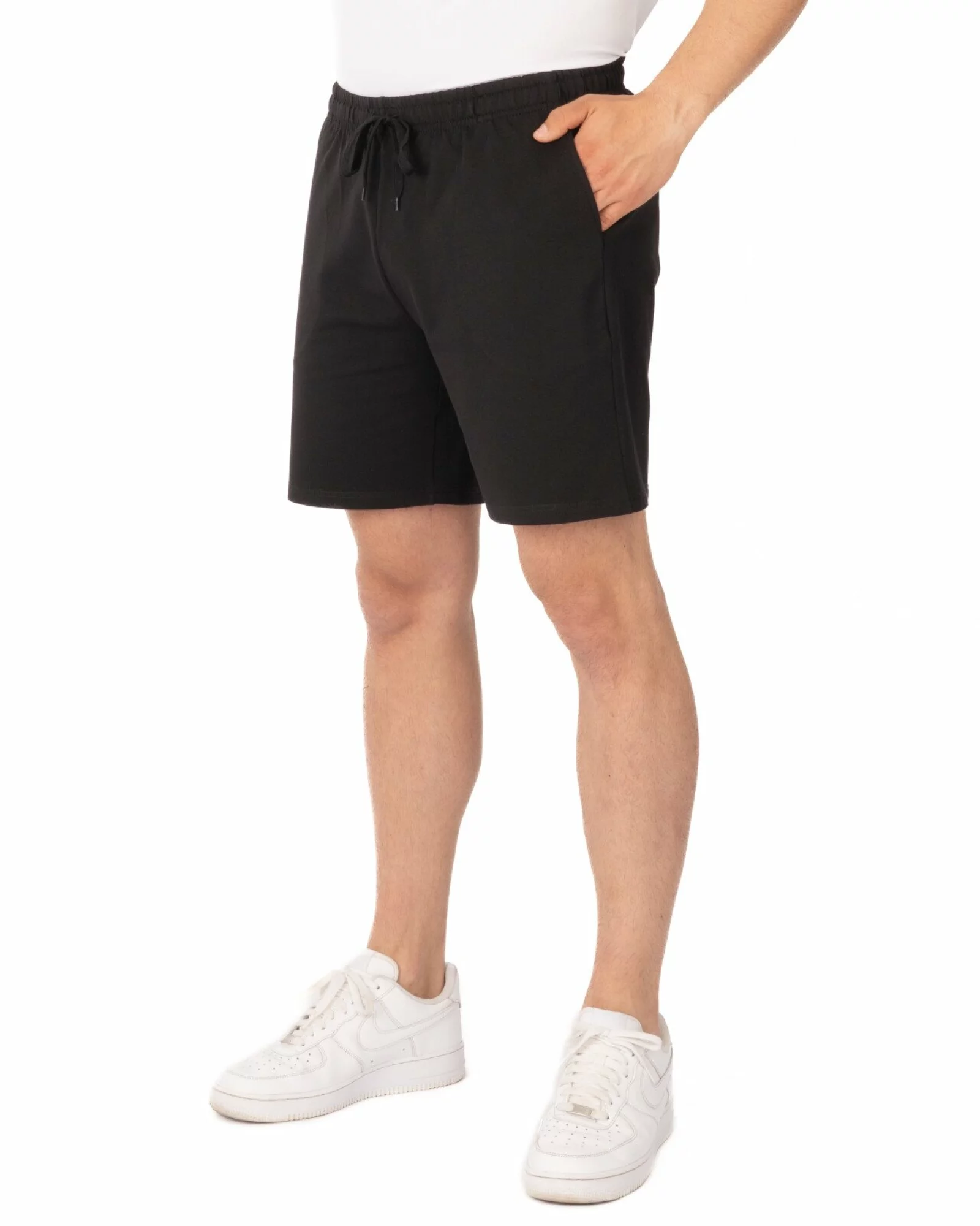 Pantaloni scurți negri buzunare oblice