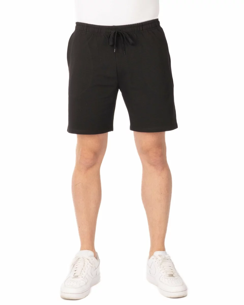 Pantaloni scurți negri buzunare oblice