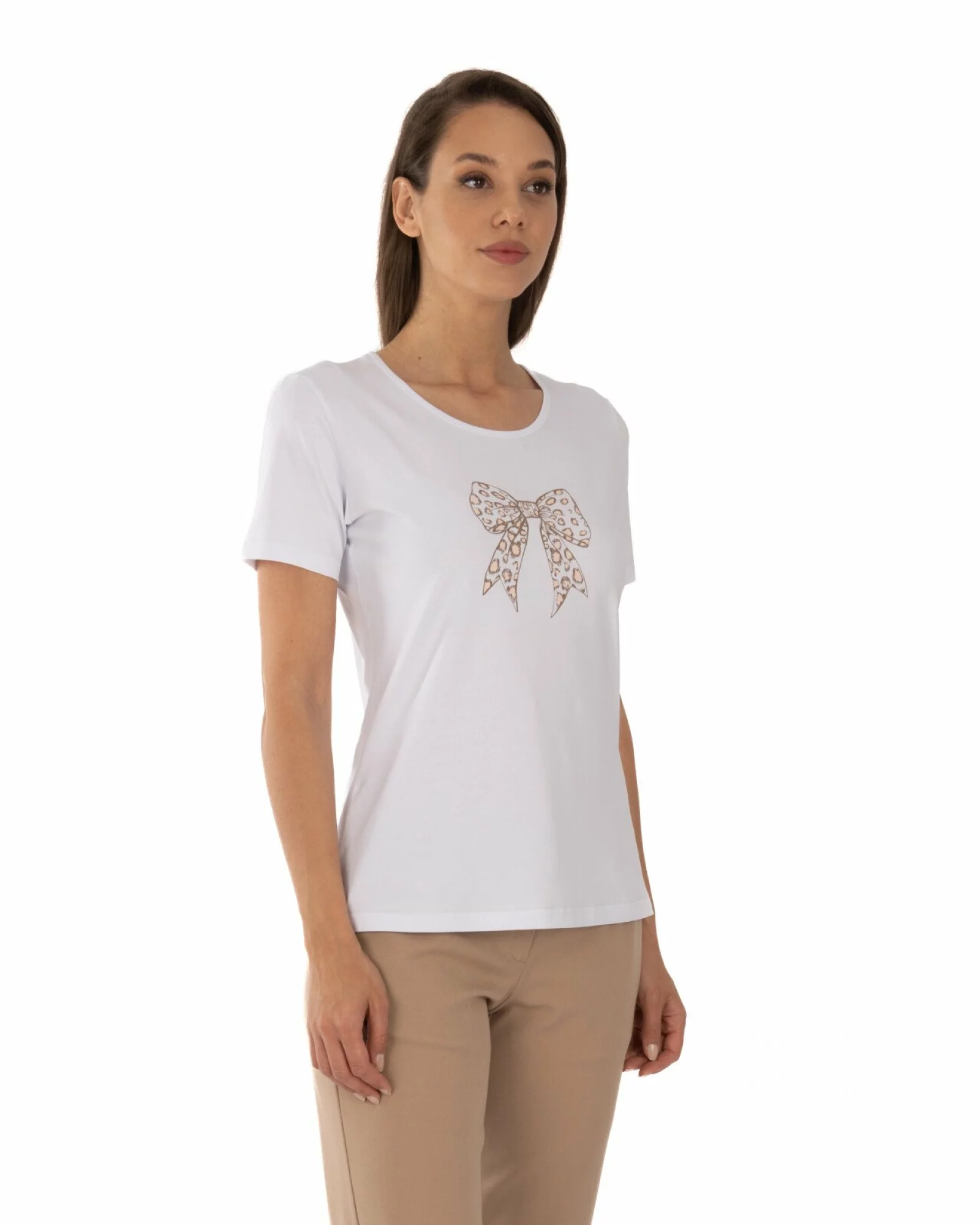 Tricou alb bumbac elastan Fundă