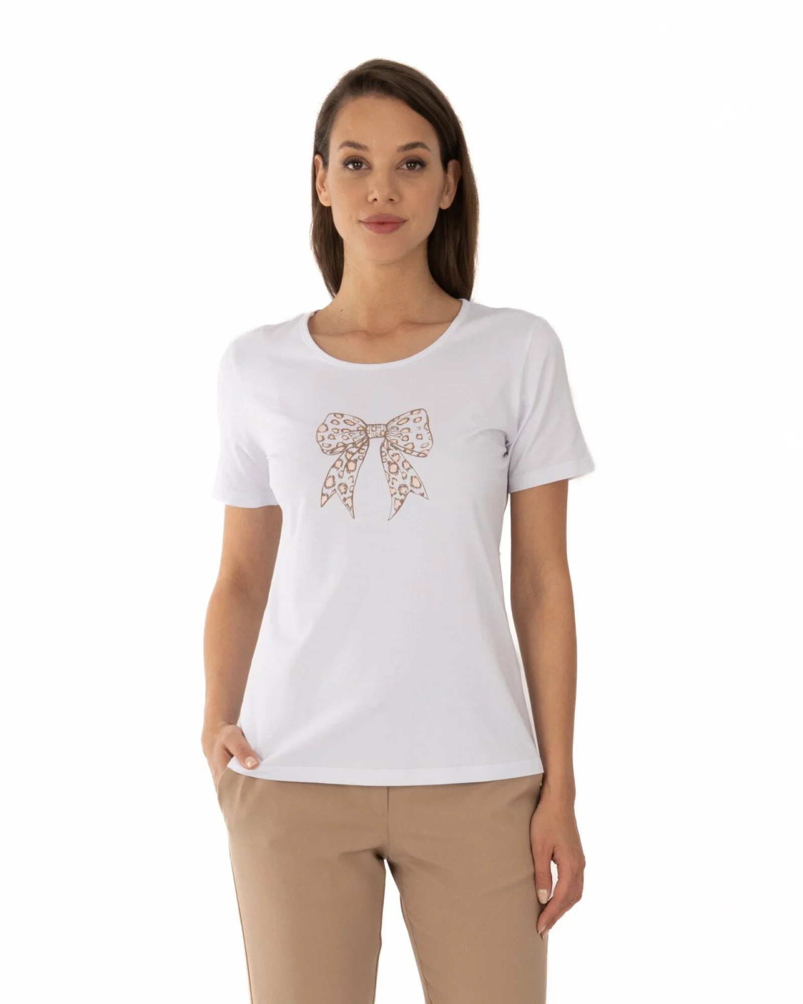 Tricou alb bumbac elastan Fundă