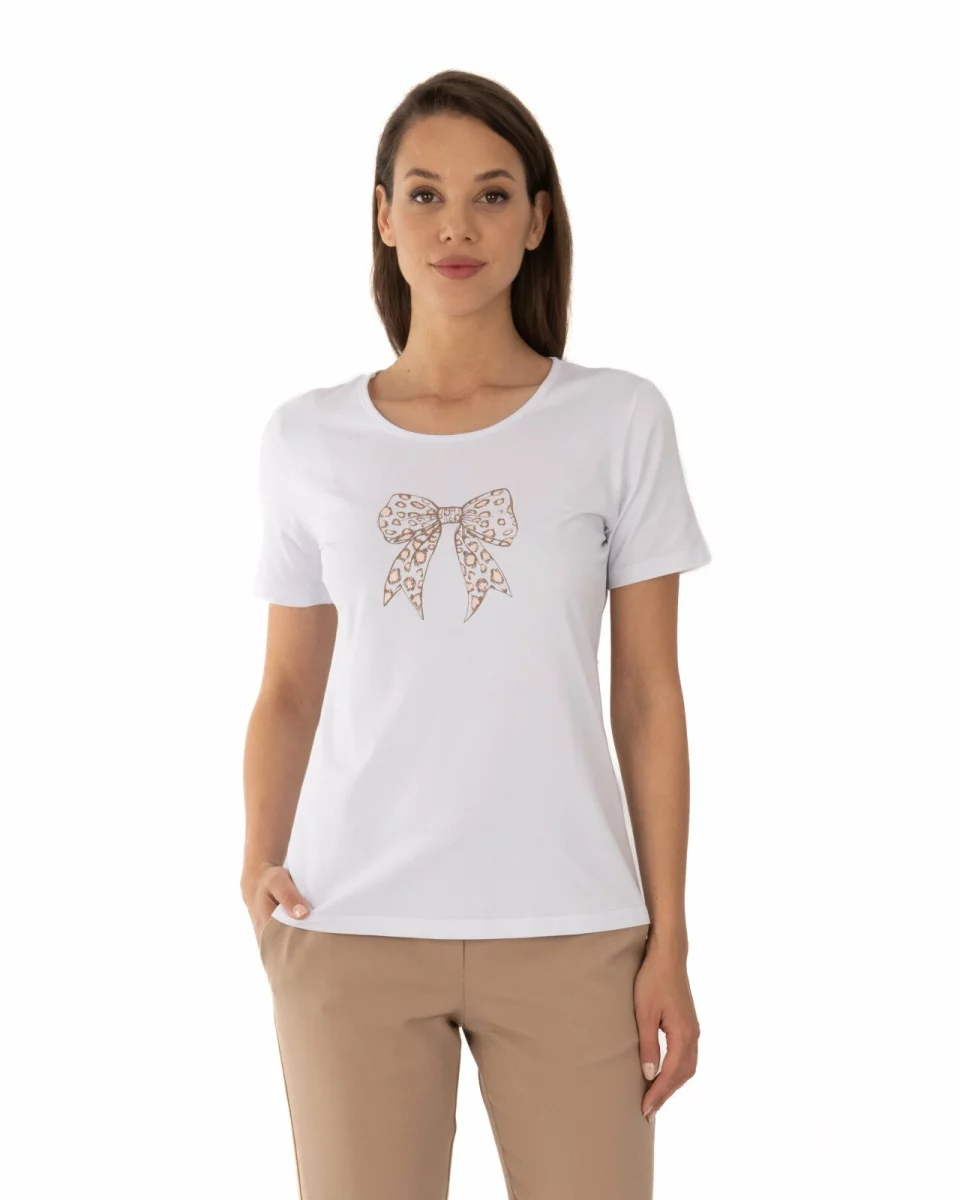 Tricou alb bumbac elastan Fundă