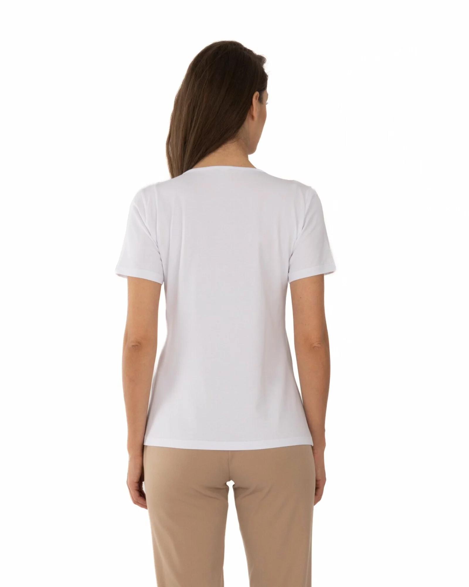 Tricou alb bumbac elastan Fundă