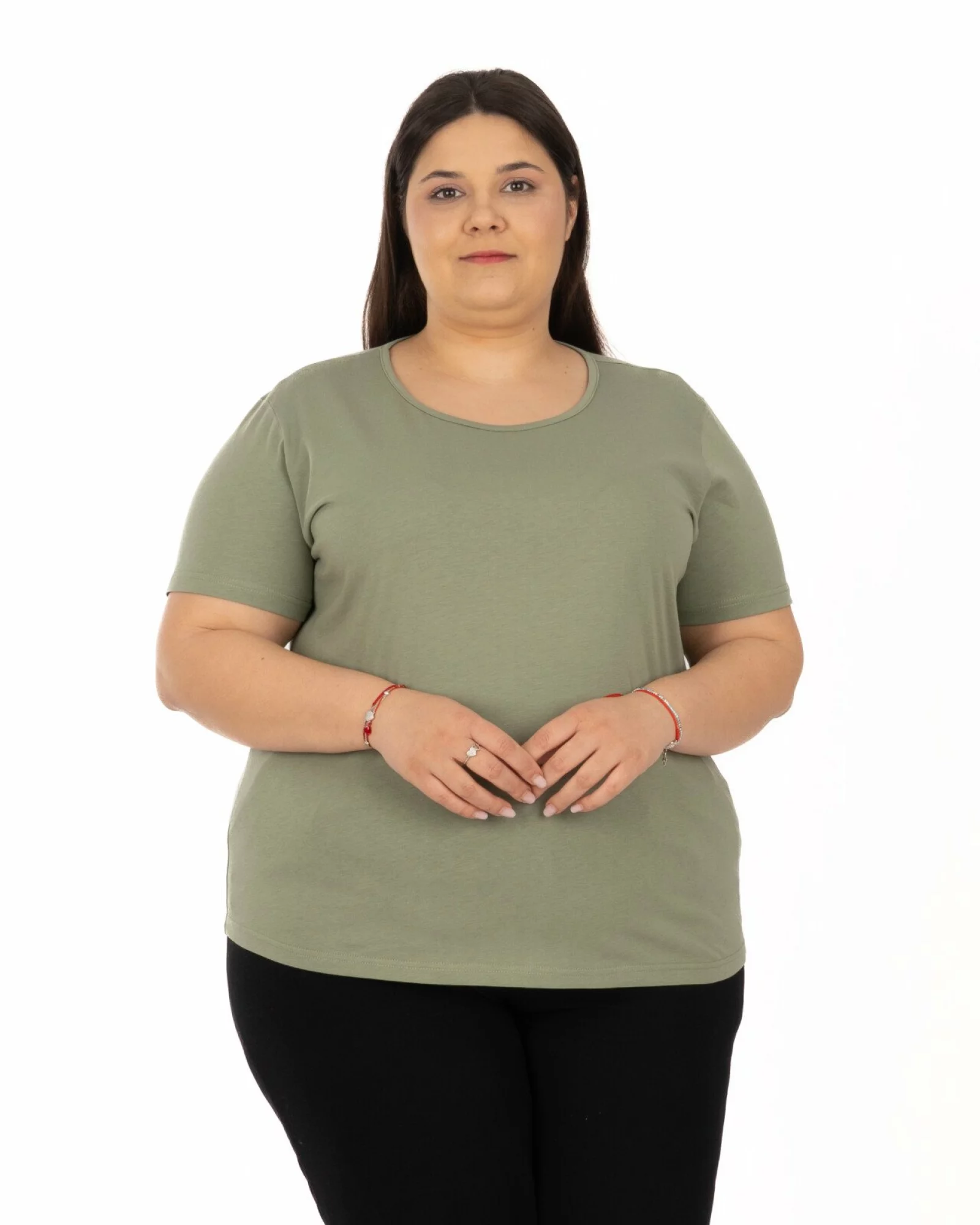 Tricou mărimi mari oliv din bumbac