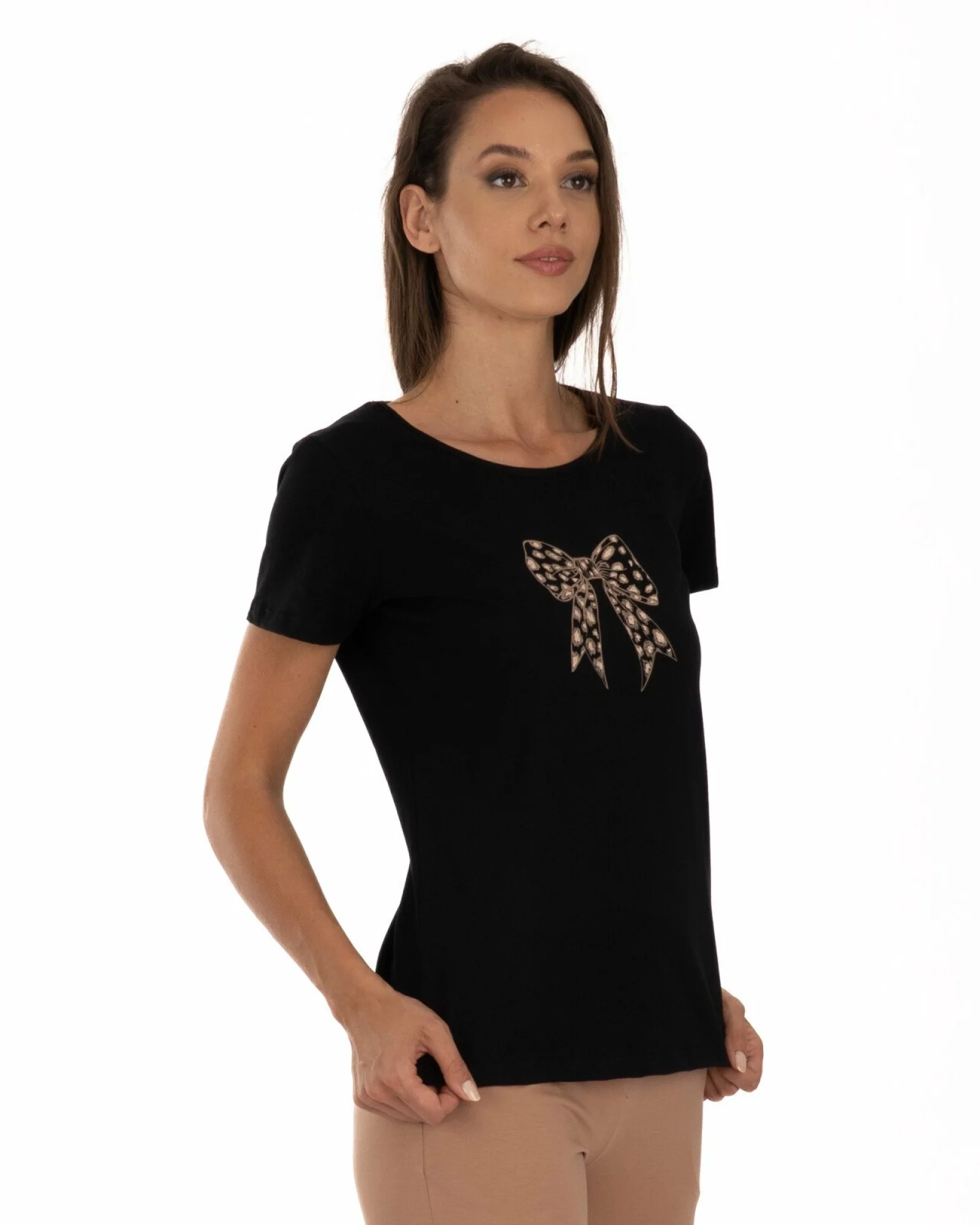Tricou negru bumbac elastan Fundă