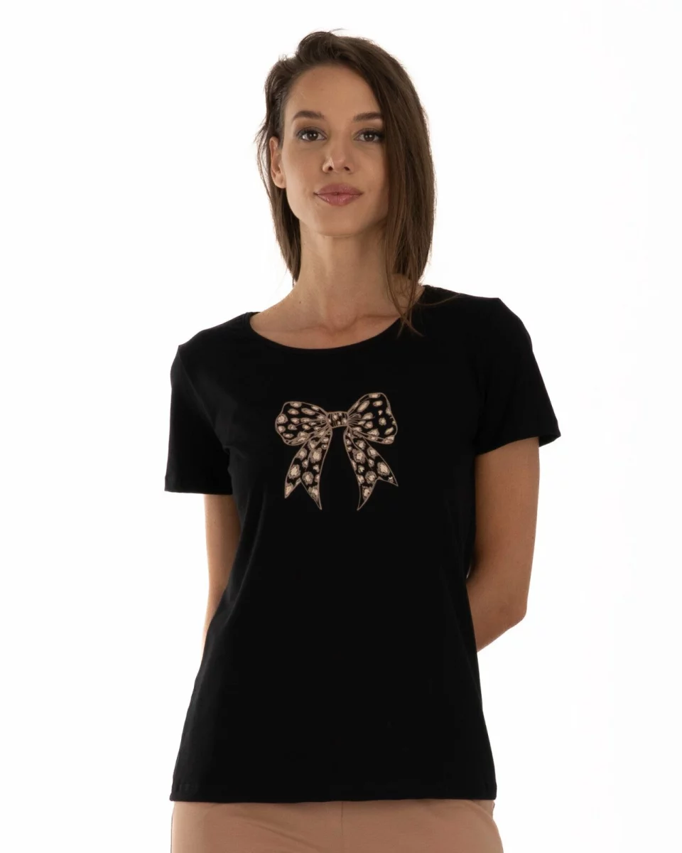 Tricou negru bumbac elastan Fundă