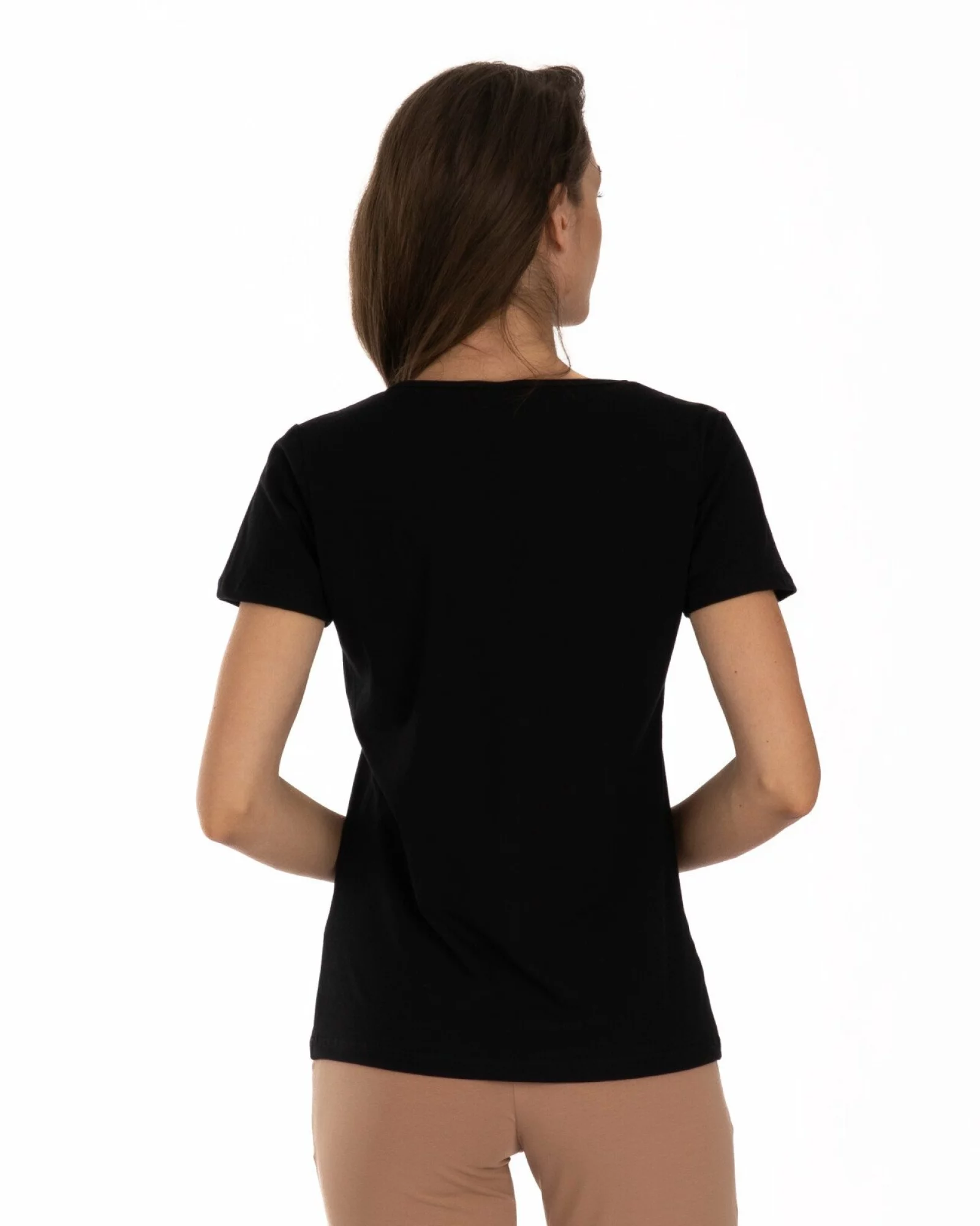 Tricou negru bumbac elastan Fundă