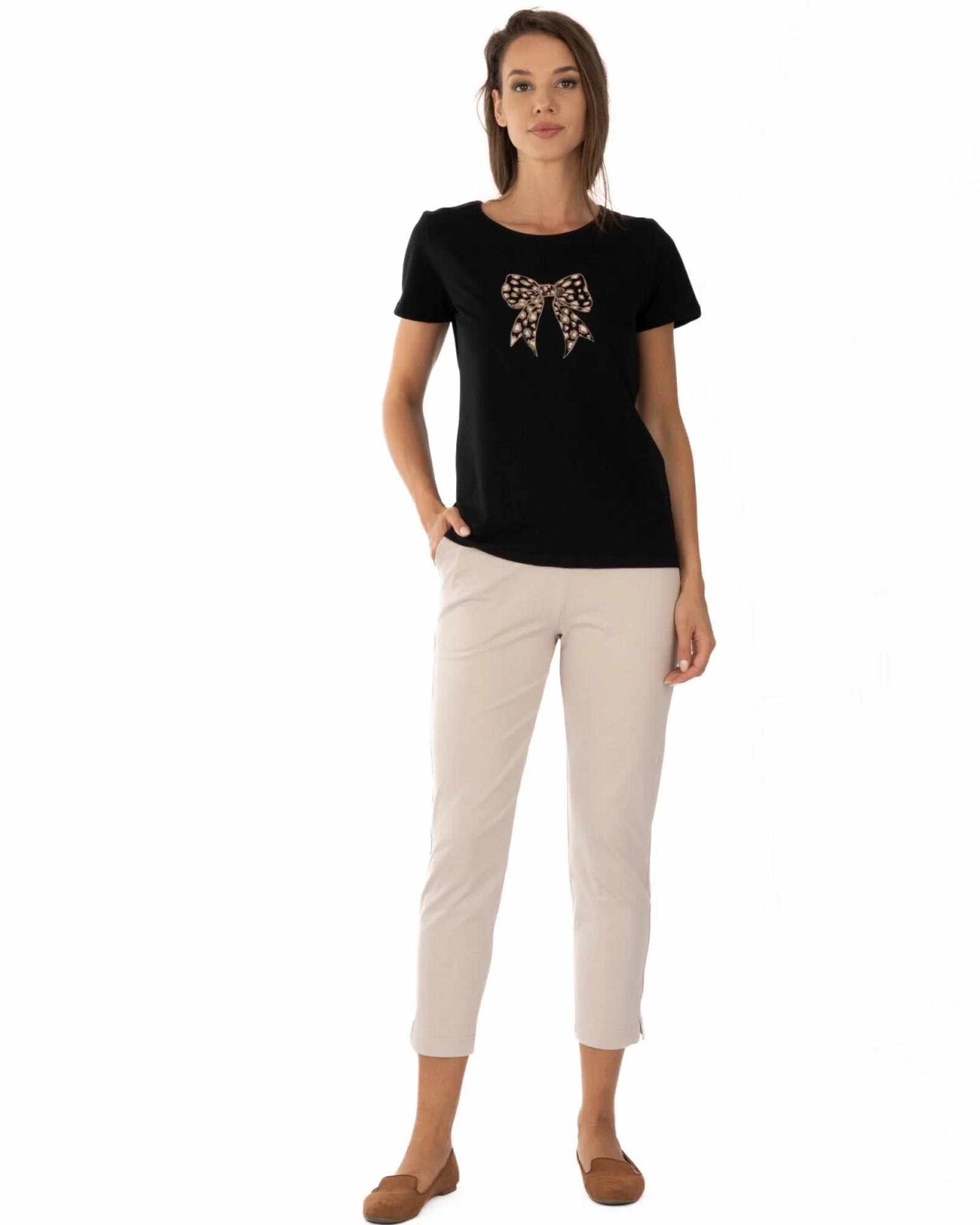 Tricou negru bumbac elastan Fundă