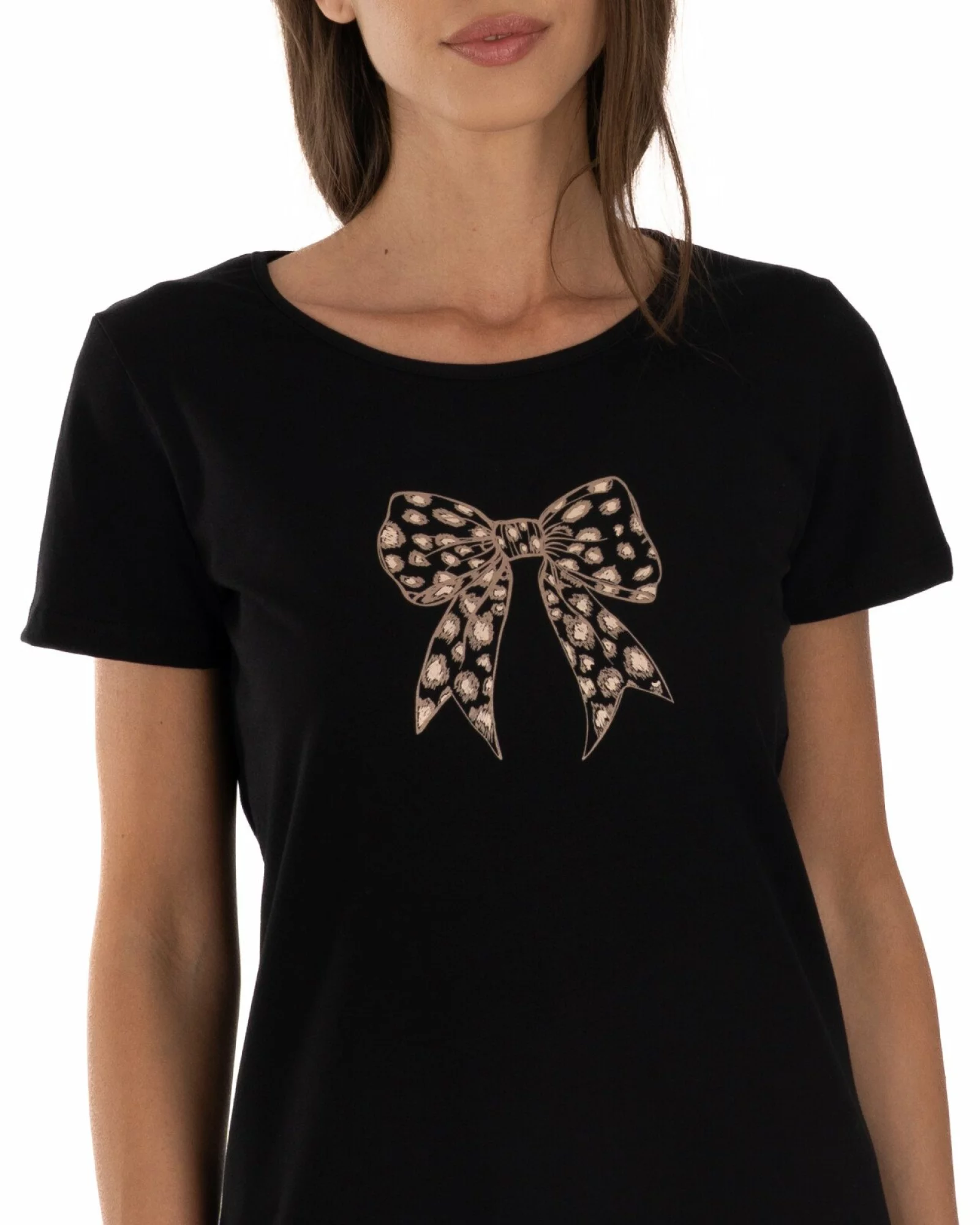 Tricou negru bumbac elastan Fundă