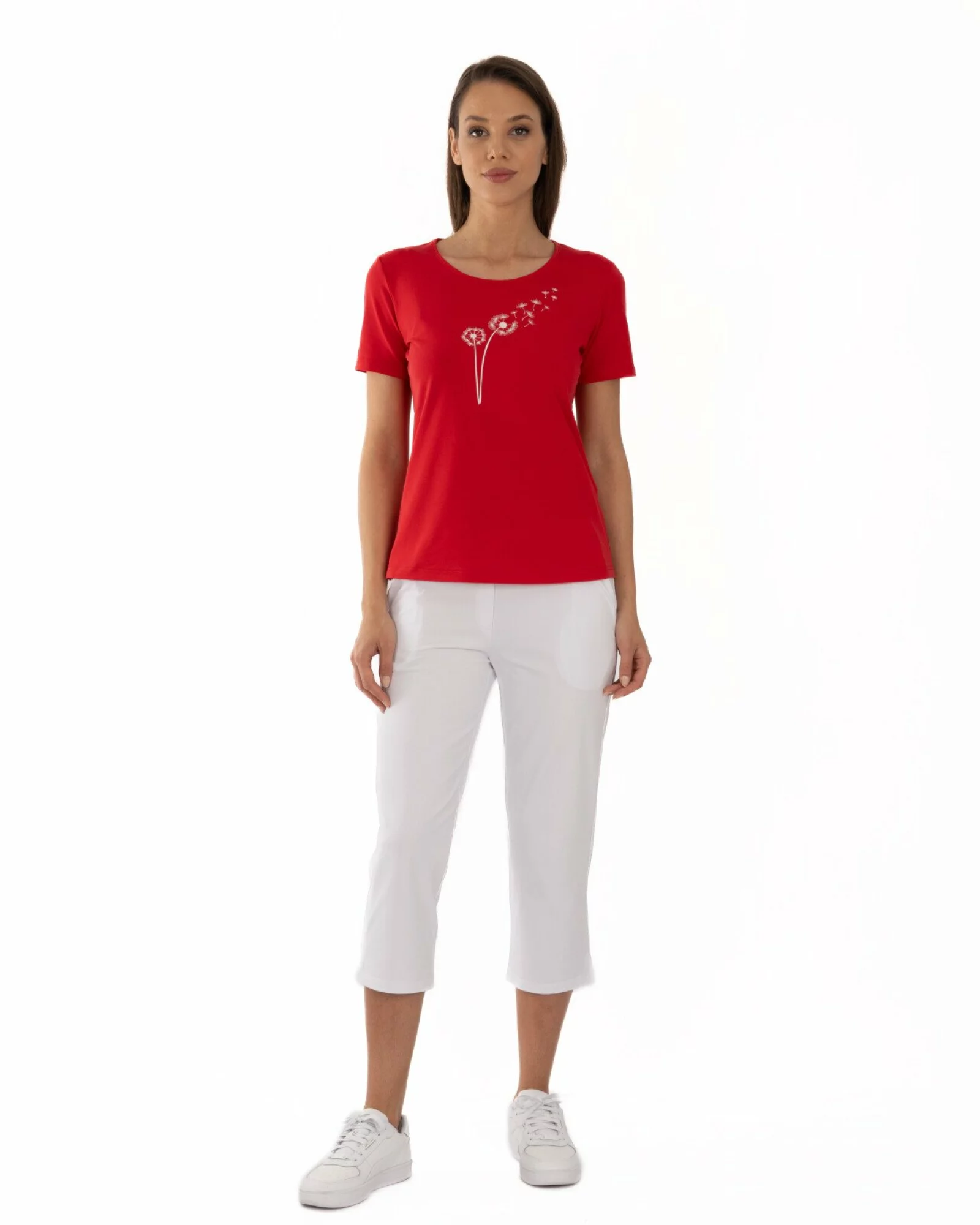 Tricou roșu bumbac elastan Semințe de păpădie