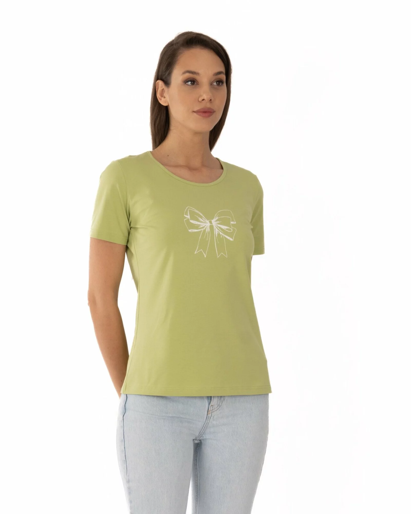 Tricou verde bumbac elastan Fundă