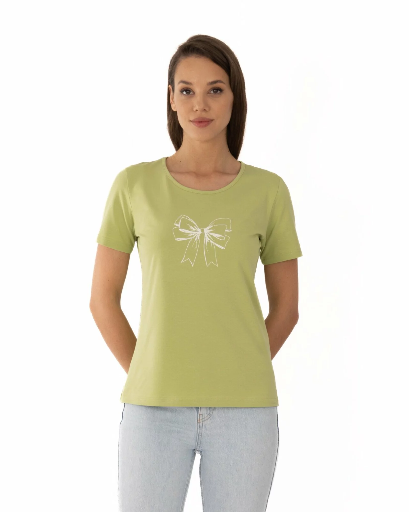 Tricou verde bumbac elastan Fundă