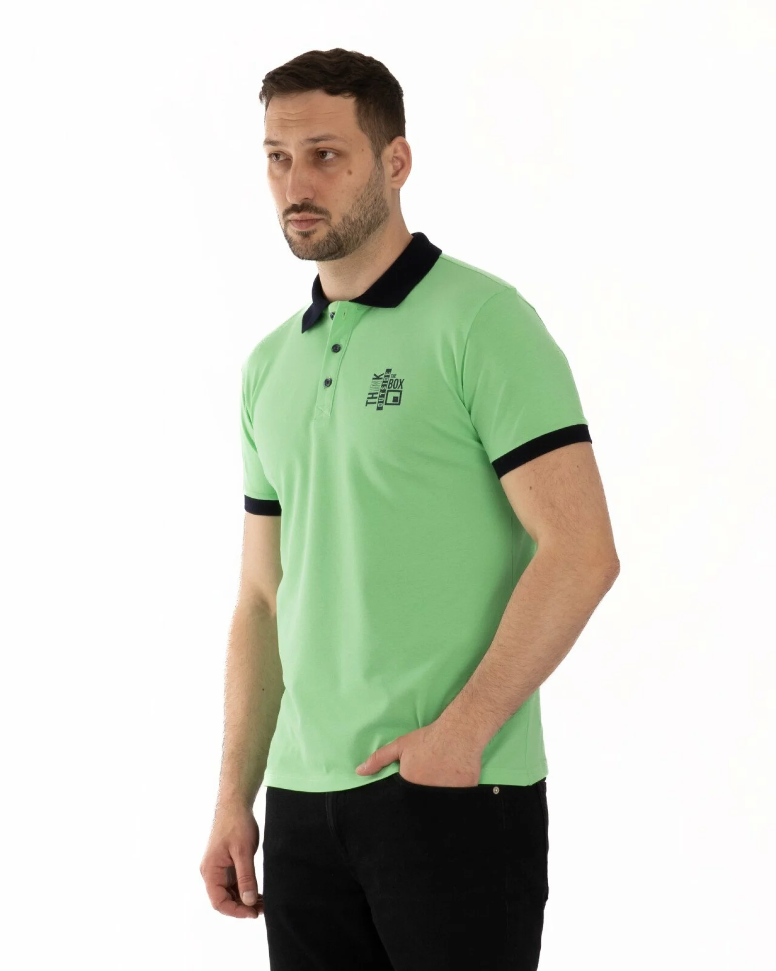 Tricou polo pique clasic verde deschis contrast