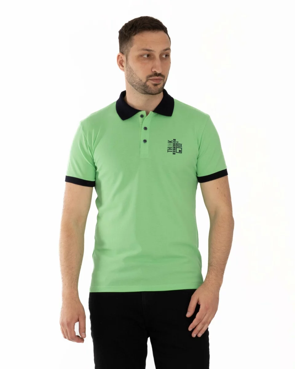 Tricou polo pique clasic verde deschis contrast