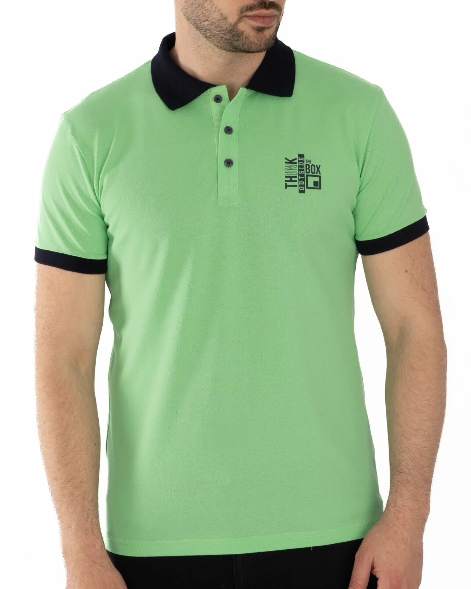 Tricou polo pique clasic verde deschis contrast