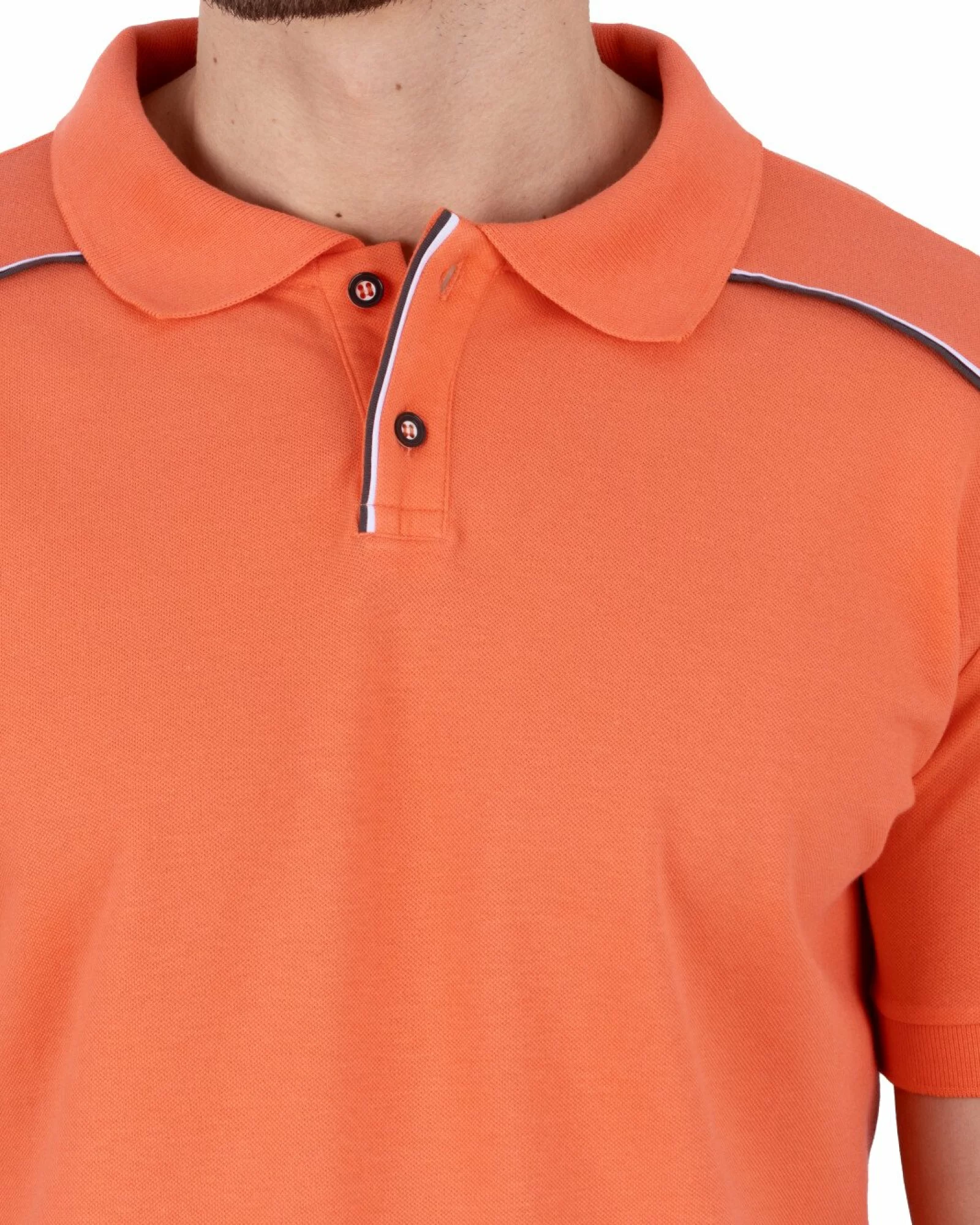 Tricou polo pique coral cu linii contrastante