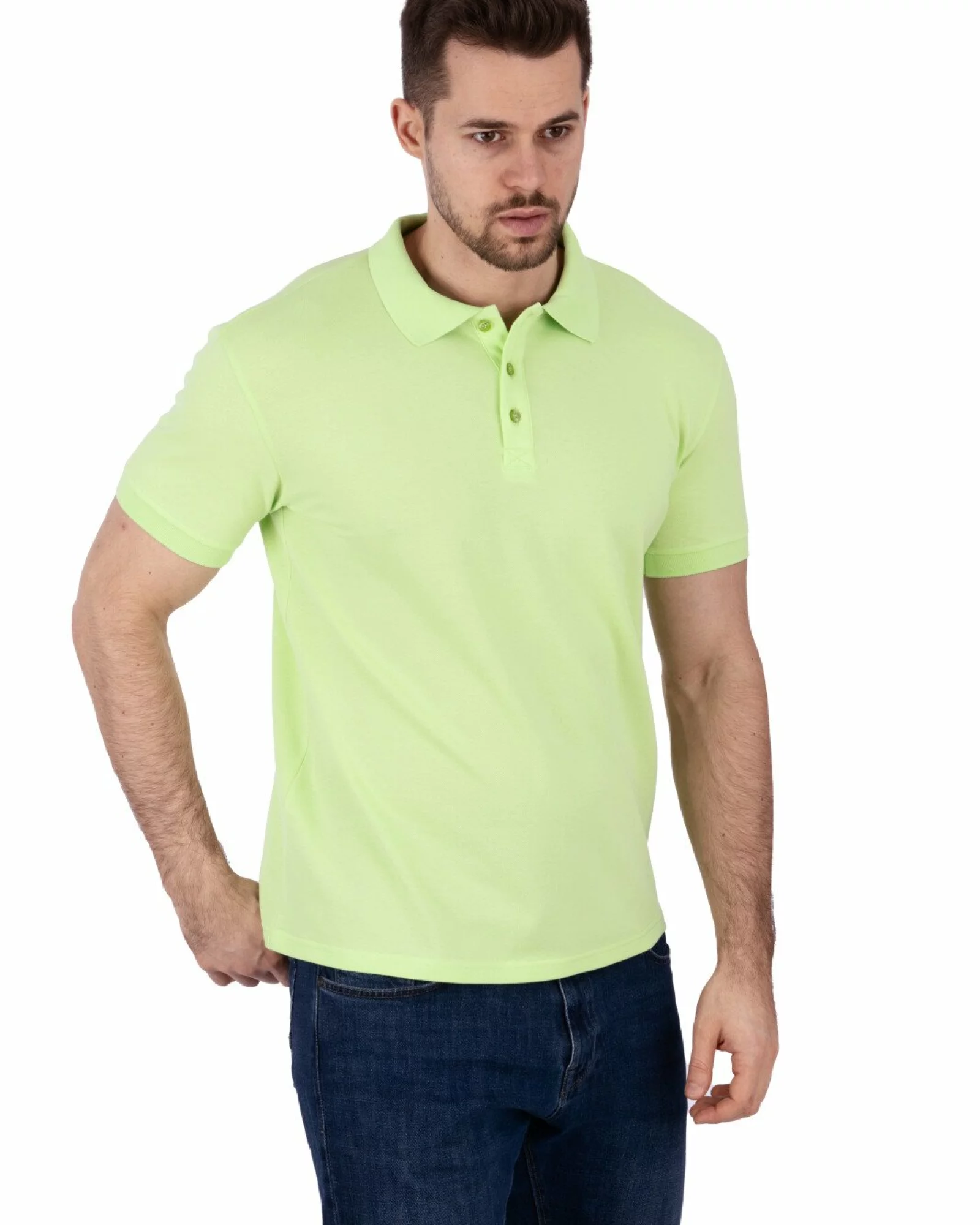 Tricou polo pique clasic verde lime