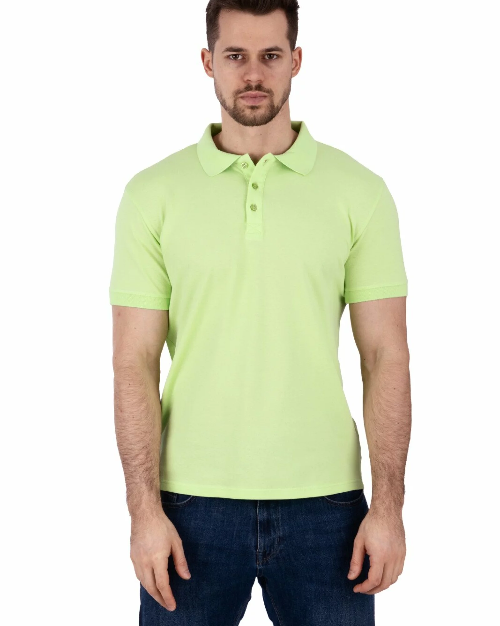 Tricou polo pique clasic verde lime