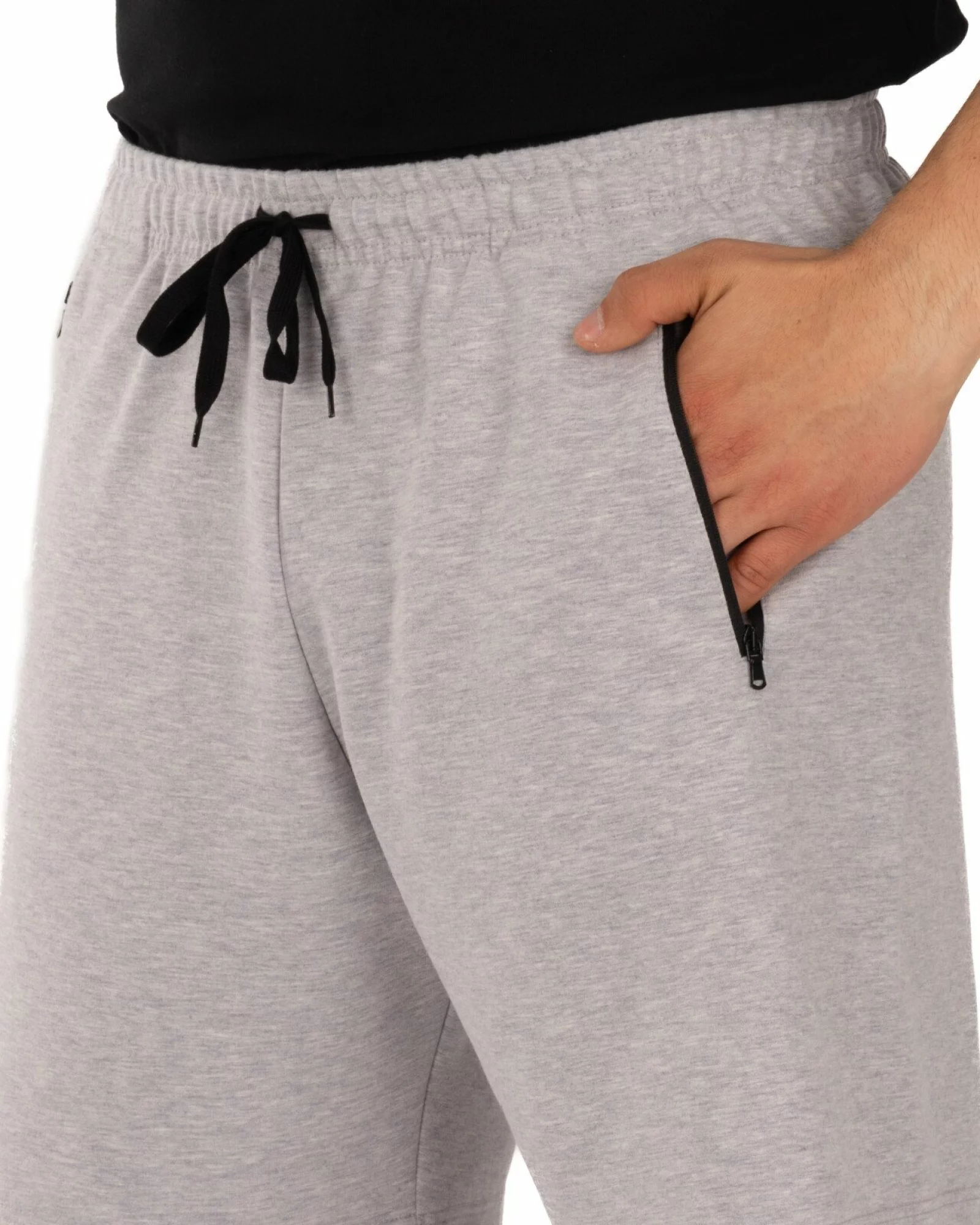 Pantaloni scurți gri melanj fermoare contrast