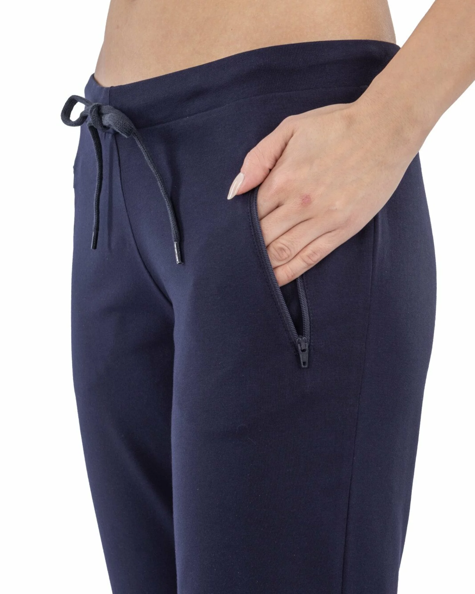 Pantaloni bleumarin conici buzunare fermoar