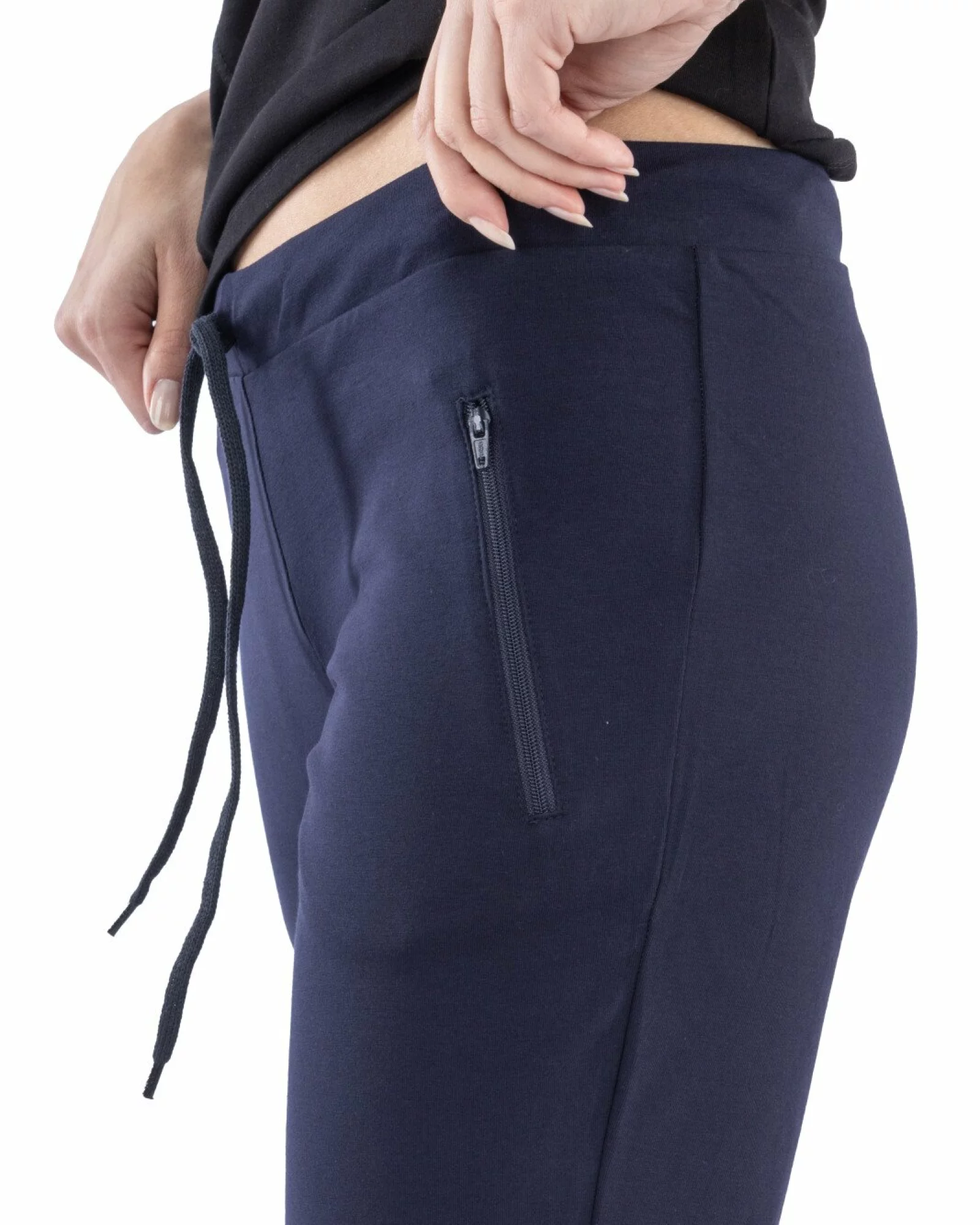 Pantaloni bleumarin conici buzunare fermoar