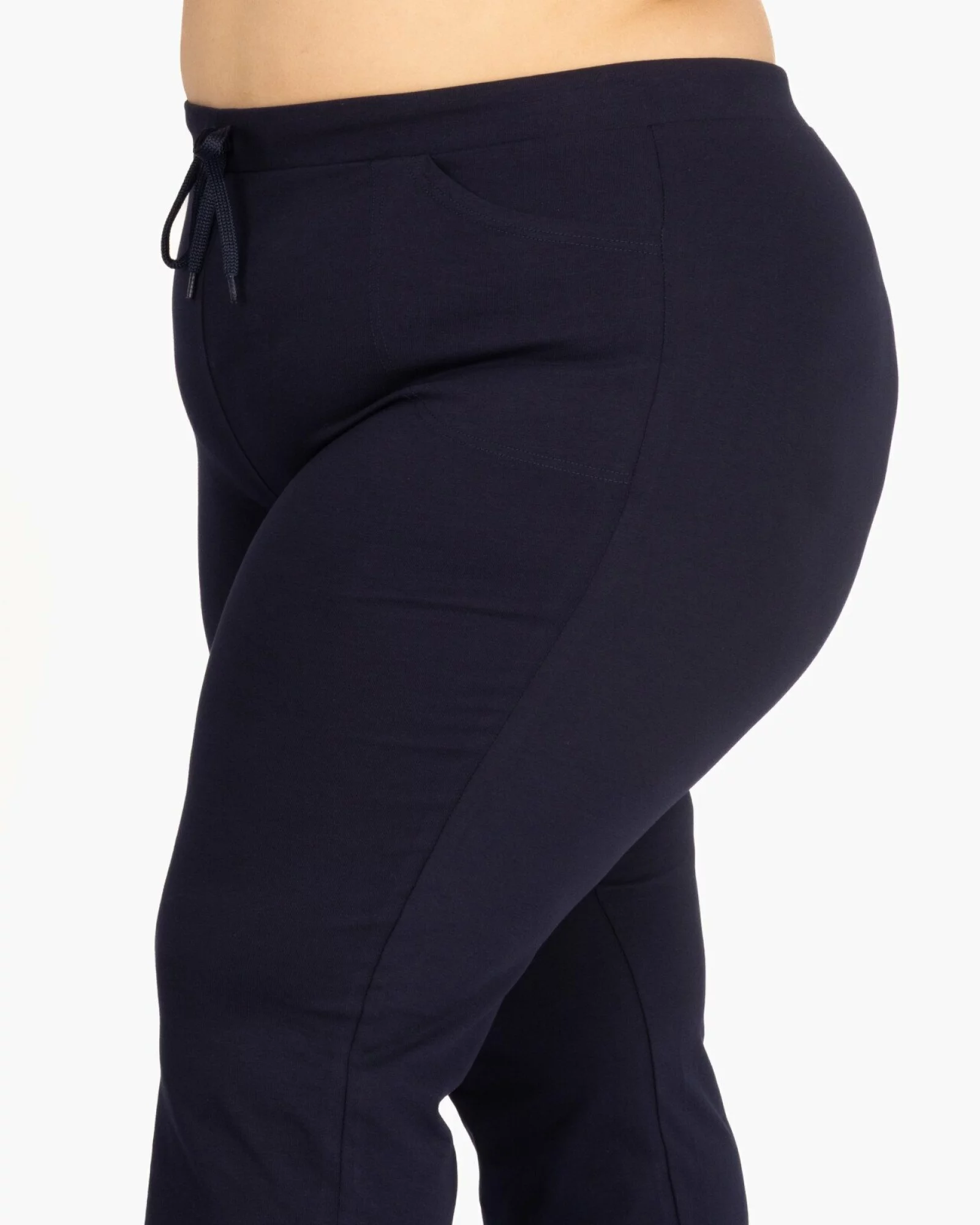 Pantaloni bleumarin mărimi mari vară buzunare aplicate